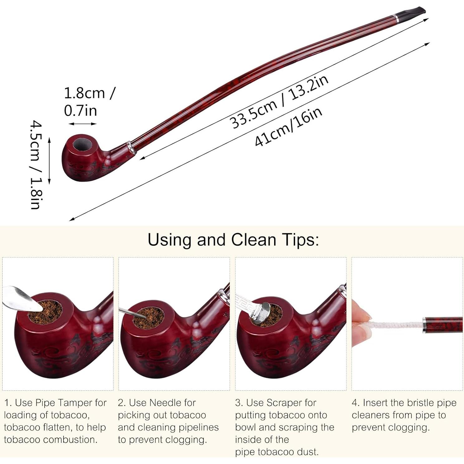 Pipa de Tabaco Hysagtek de Madera 40,64 cm con Caja Regalo