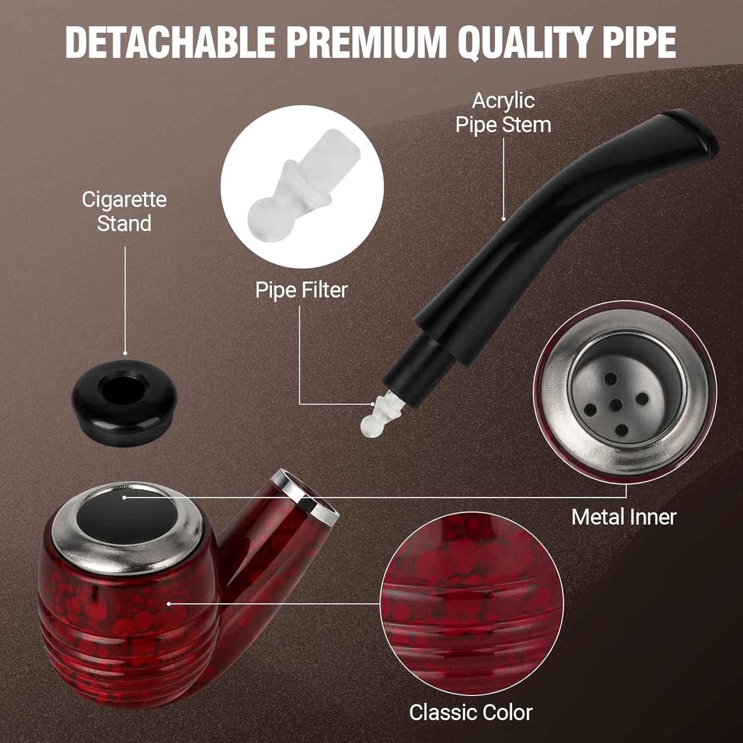 Pipa de fumar Tesonway con accesorios y estuche rojo