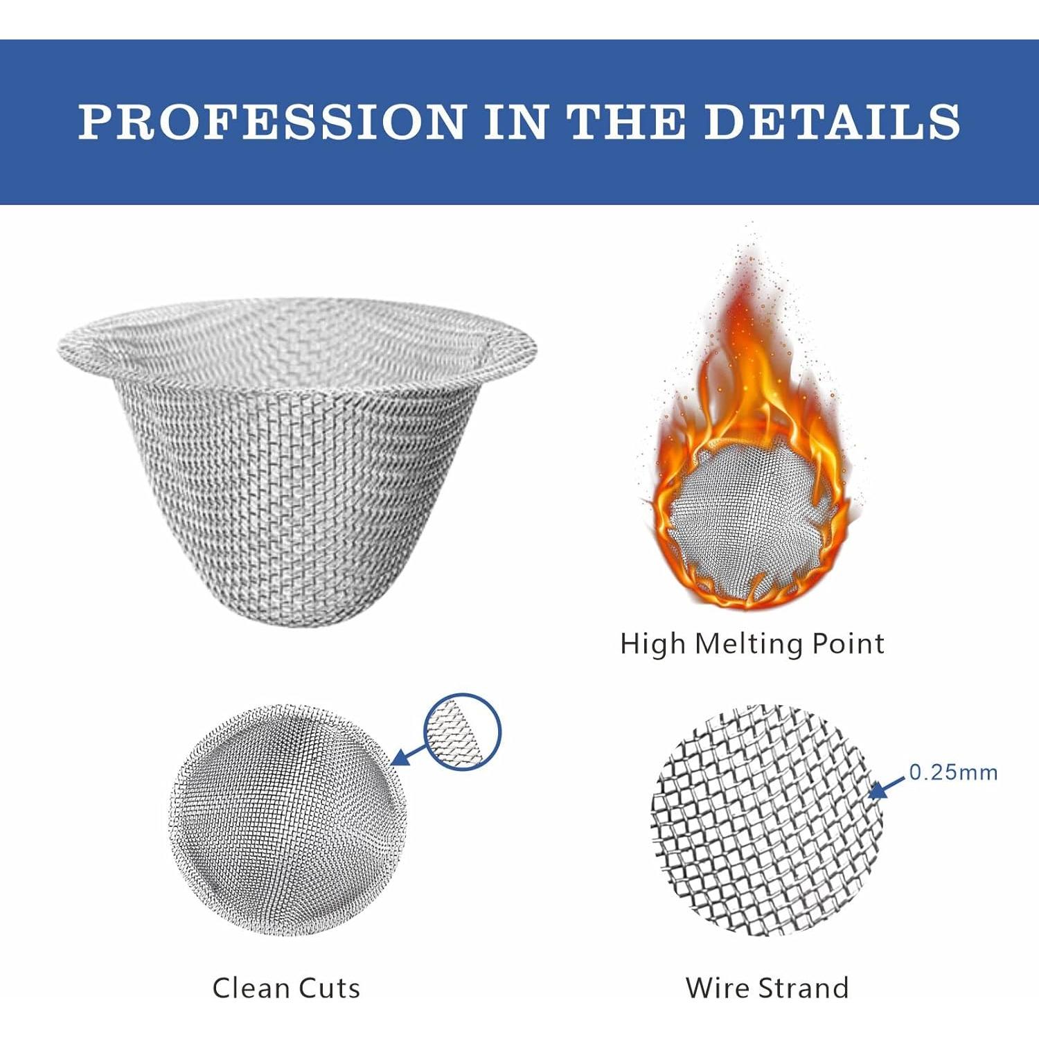 60 Piezas Pantallas de Malla Acero Inoxidable 0.5cm + Herramienta