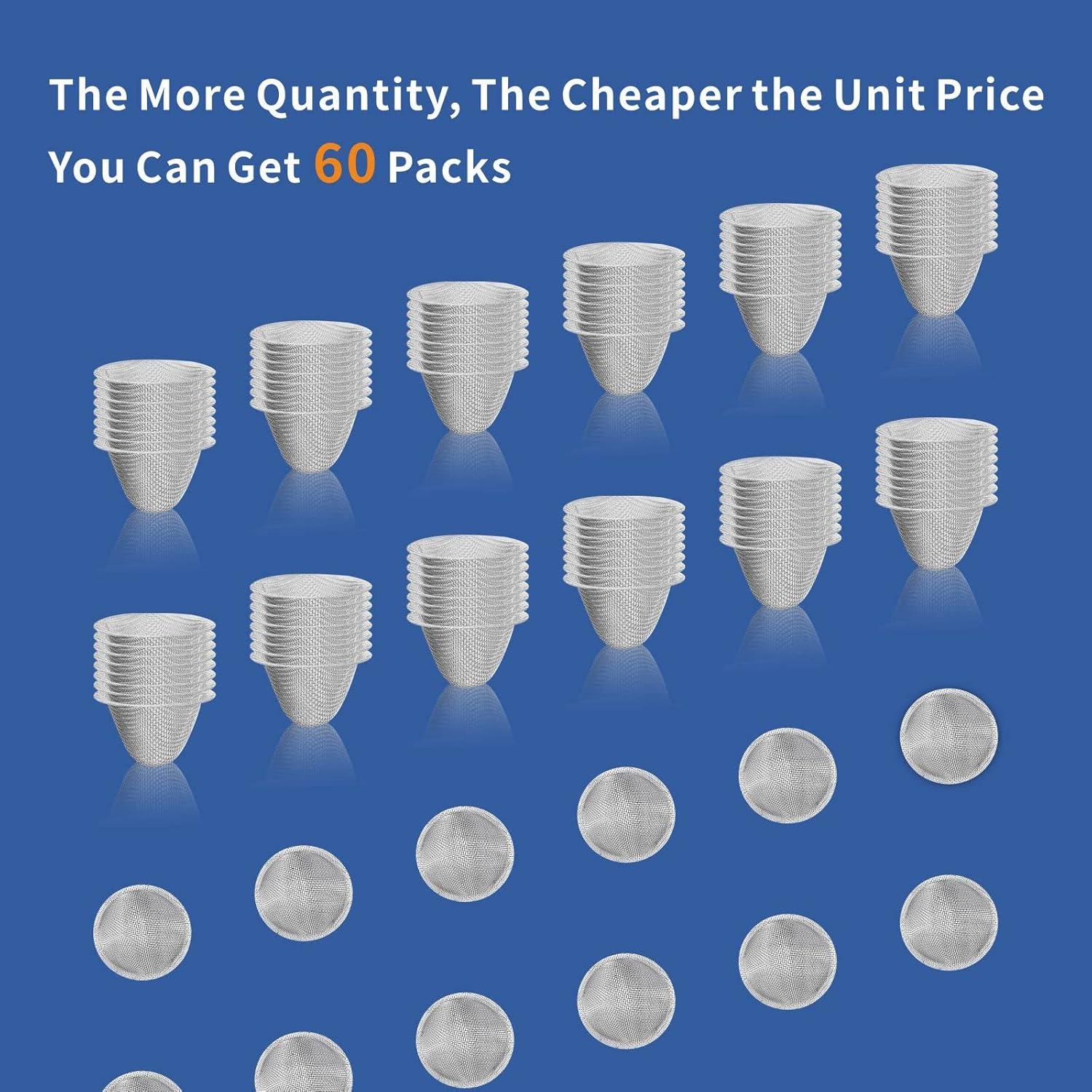 60 Piezas Pantallas de Malla Acero Inoxidable 0.5cm + Herramienta