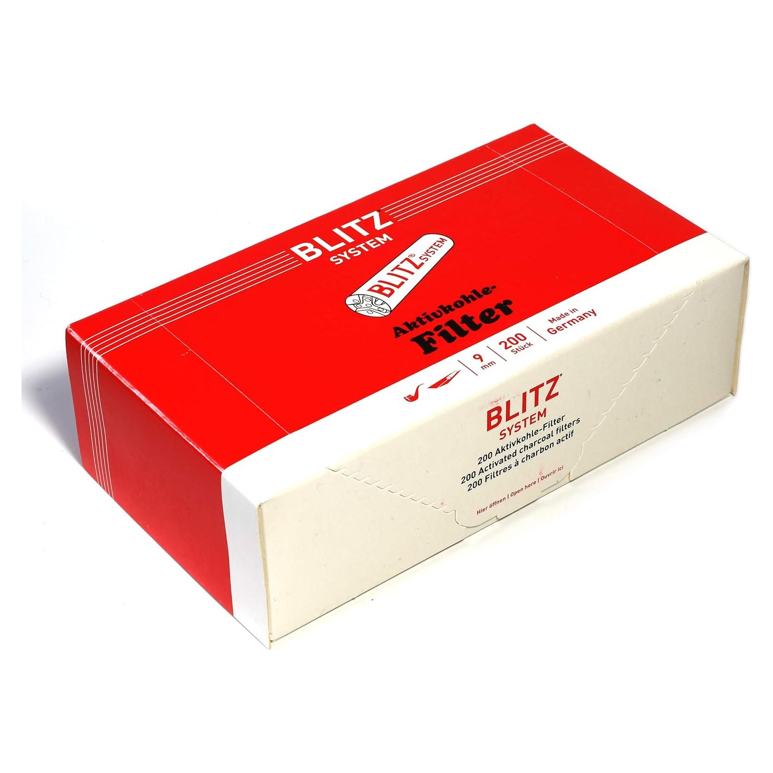 200 Filtros de Pipa de Carbón Activo Blitz 9mm - Alemania