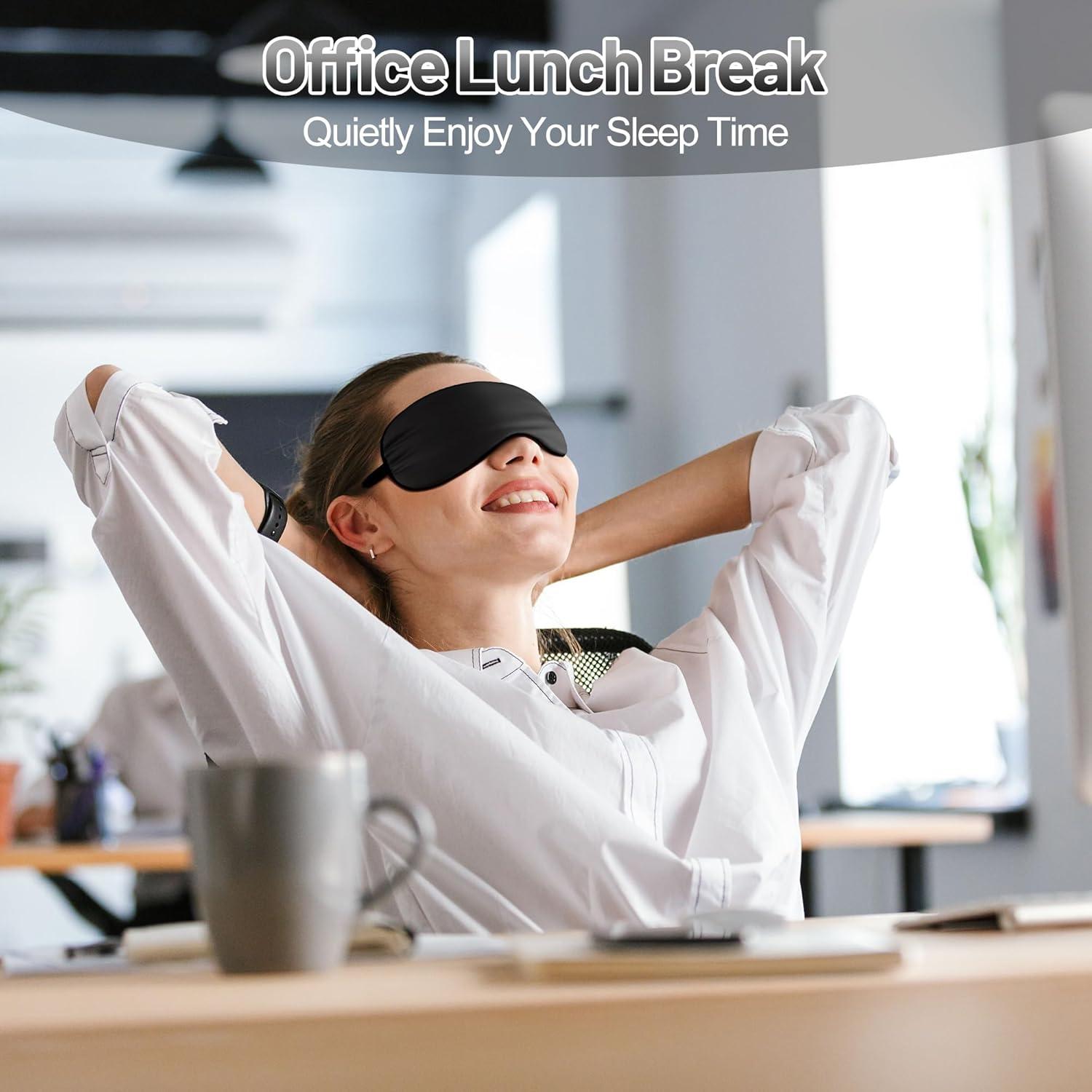 Máscara de Sueño de Seda Mayxunbeauty Ajustable para Dormir