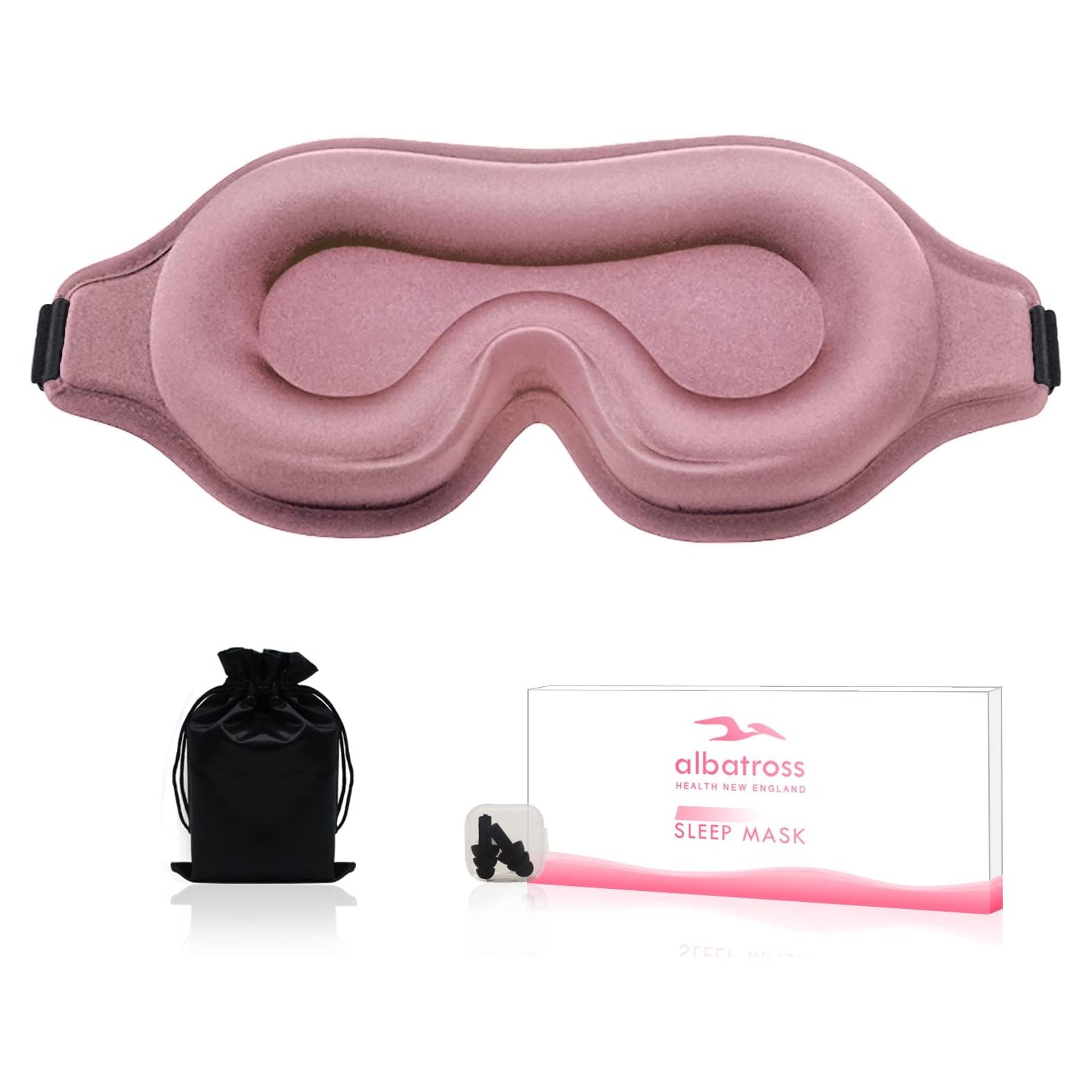 Máscara de Sueño 3D Albatross Rosa Ajustable para Ojos