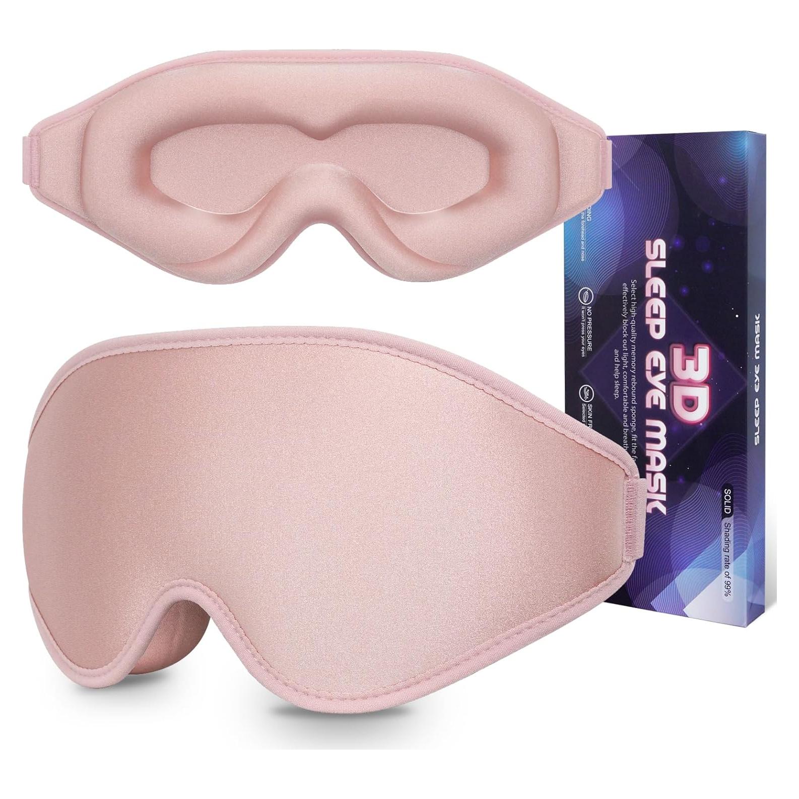 Máscara de Sueño 3D Dec.Metu Rosa Espuma de Memoria Ajustable