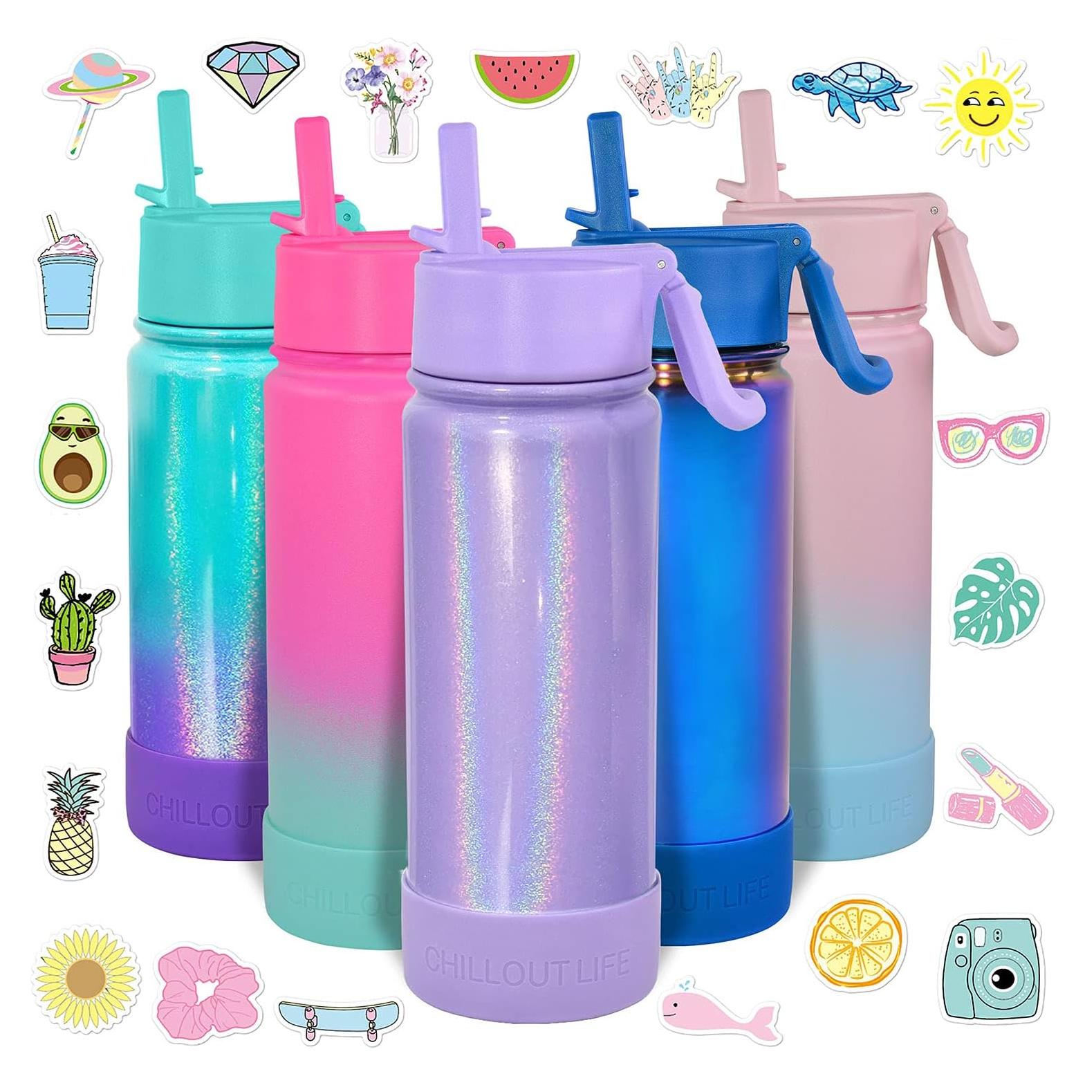 Botella de Agua Aislada CHILLOUT LIFE 500 ml Popote Purpura