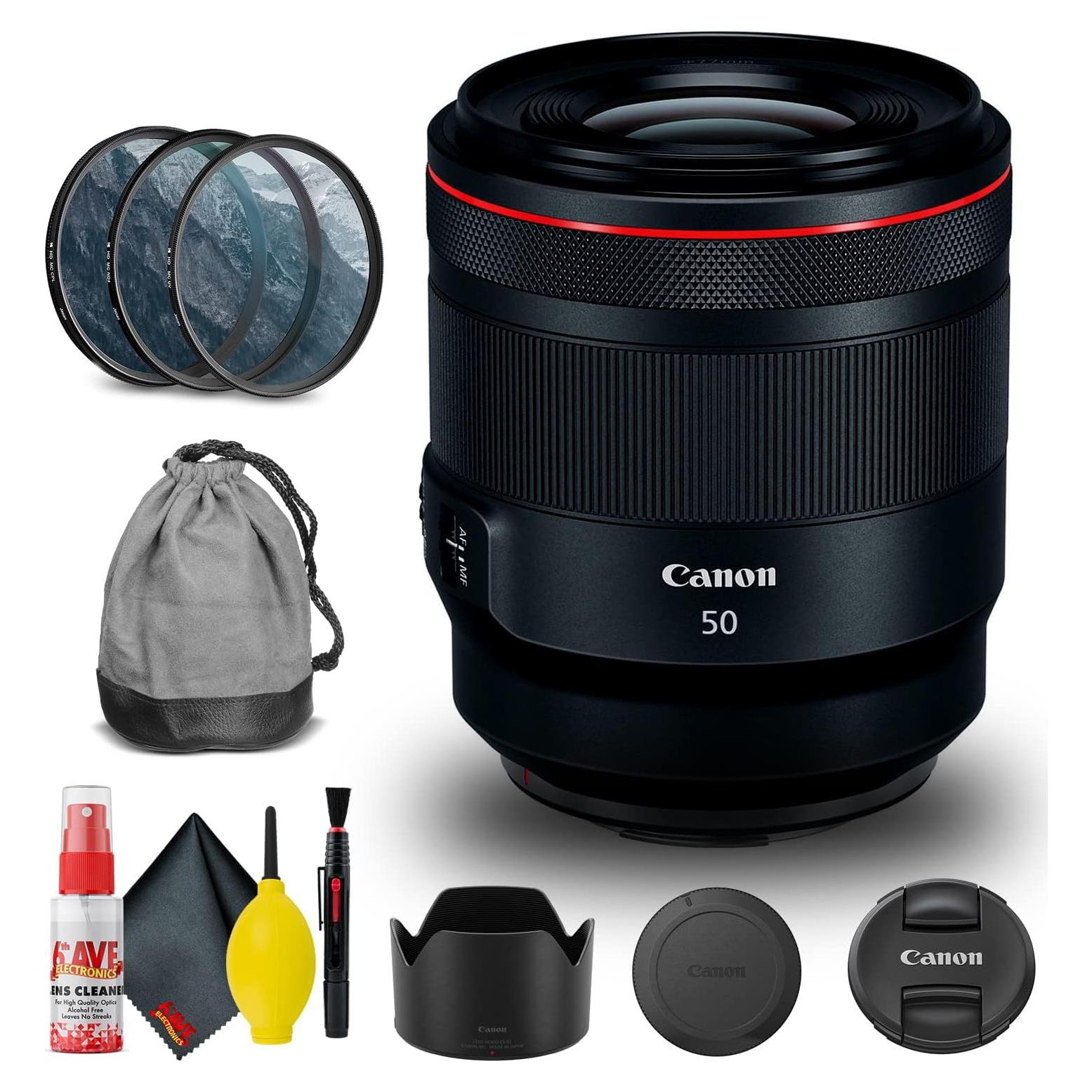Lente Canon RF 50mm f/1.2L USM + Kit de Filtros y Limpieza