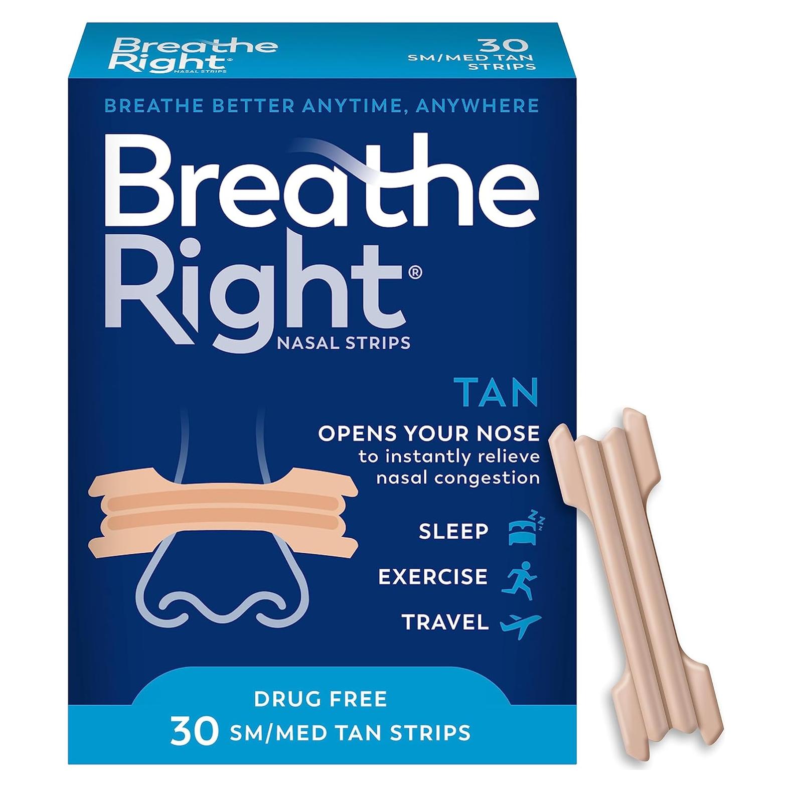 Tiras Nasales Breathe Right Original Pequeñas/Medianas 30ct