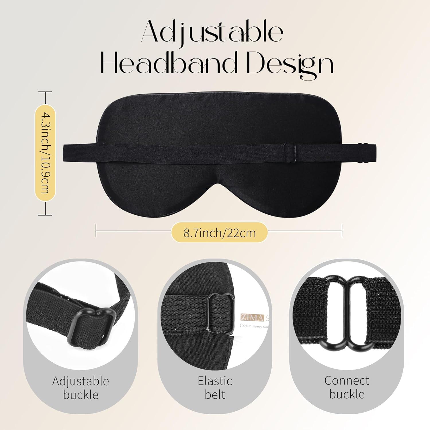 Máscara de Sueño ZIMASILK de Seda Natural Azul Marino