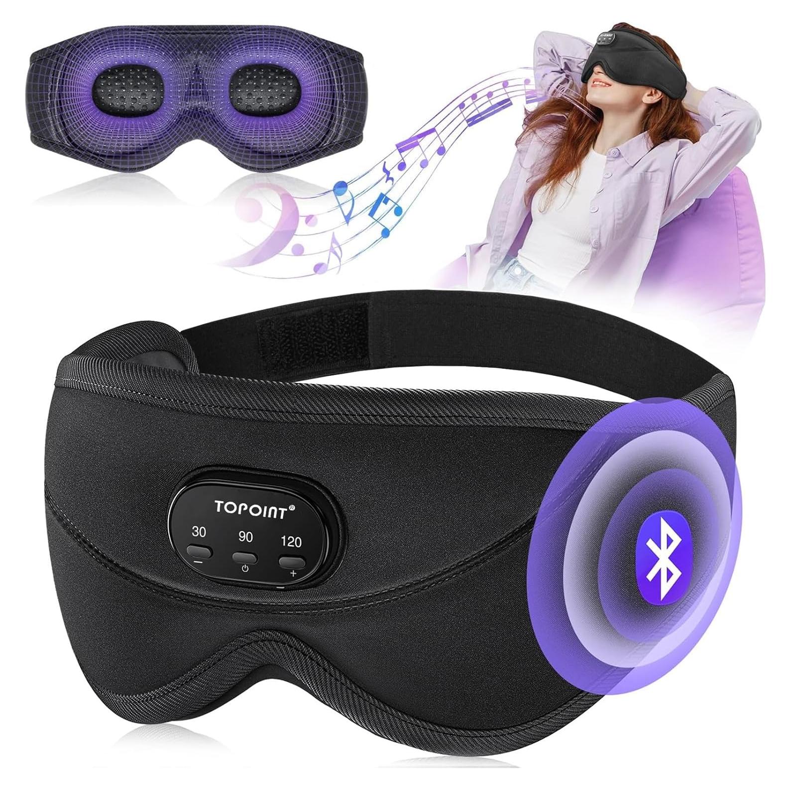 TOPOINT Máscara para Dormir 3D con Auriculares Bluetooth 5.4