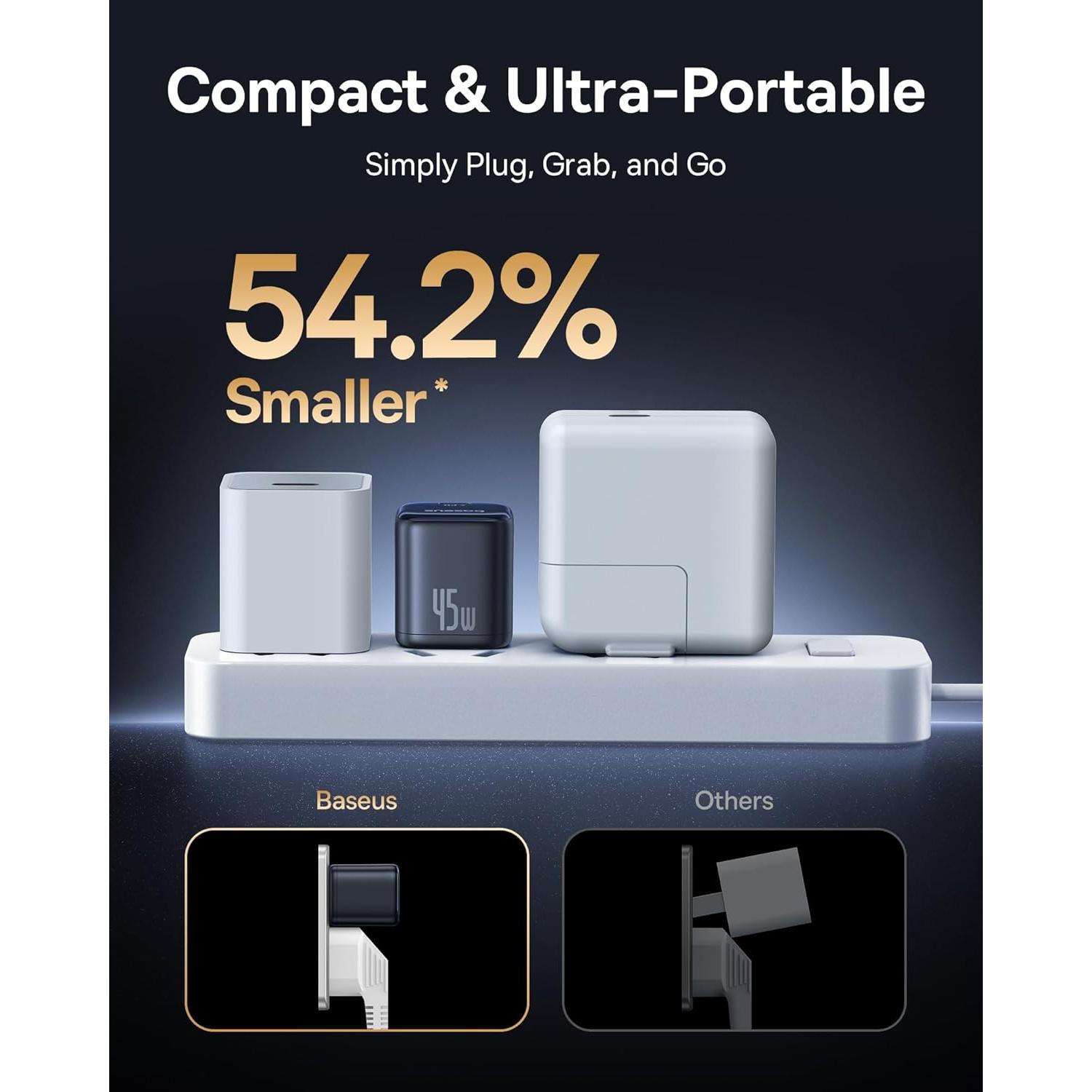 Cargador Baseus 45W USB-C PicoGo C1 Carga Rápida Compacto