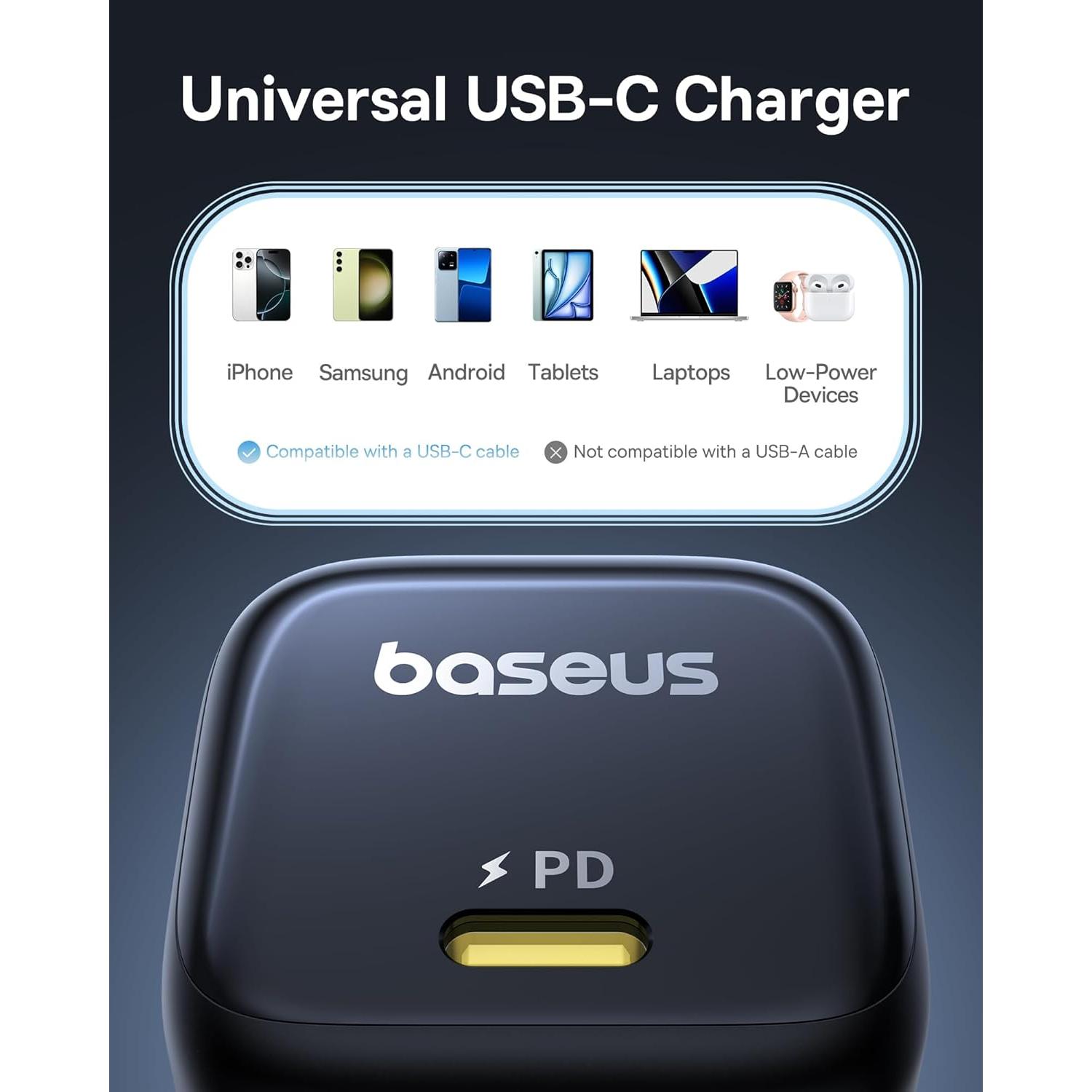 Cargador Baseus 45W USB-C PicoGo C1 Carga Rápida Compacto