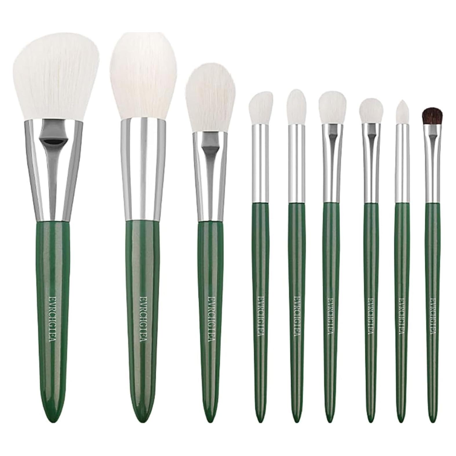 Juego de Pinceles de Maquillaje EVRCHGIEA 9 Piezas Verde