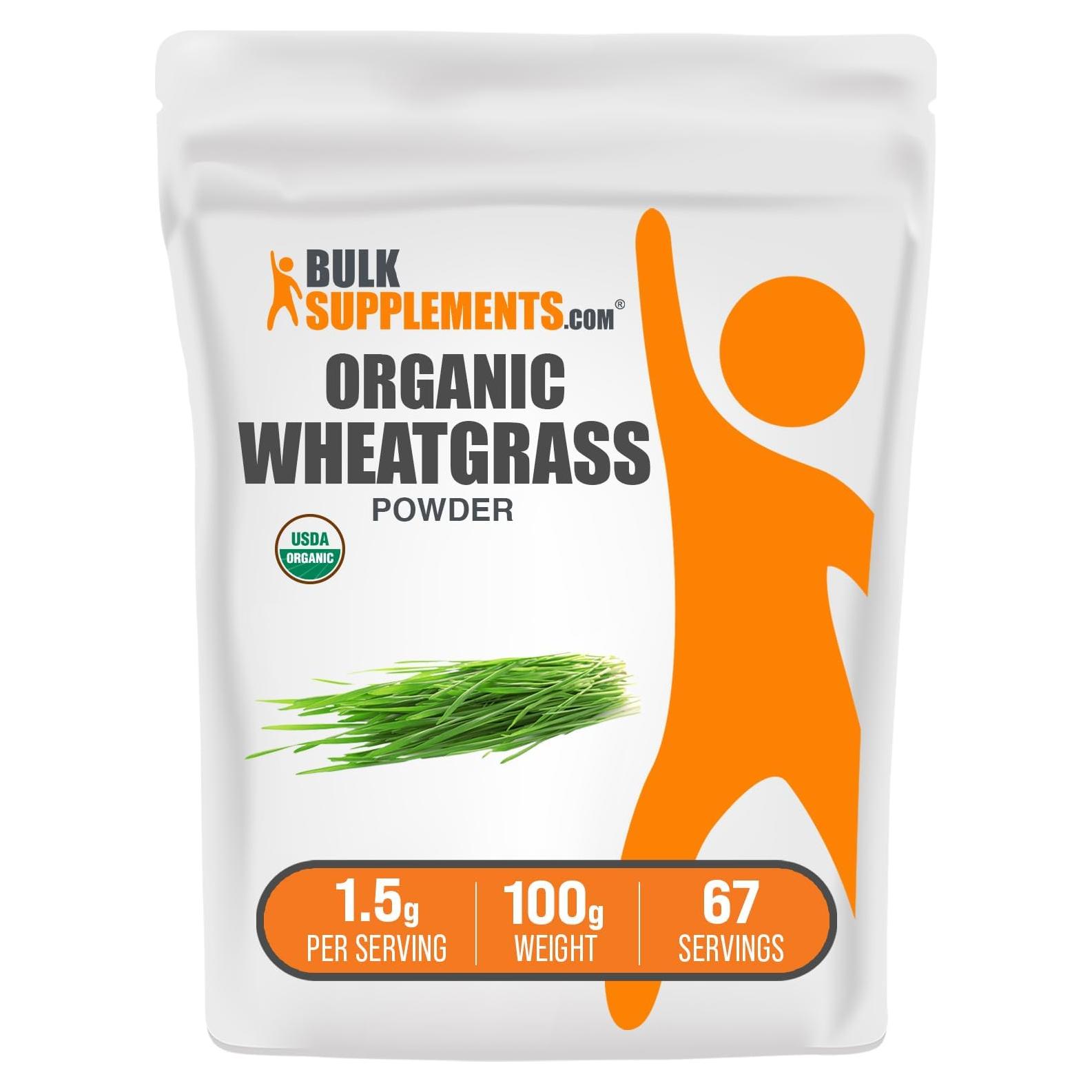 Polvo de Pasto de Trigo Orgánico BulkSupplements 100g Vegano