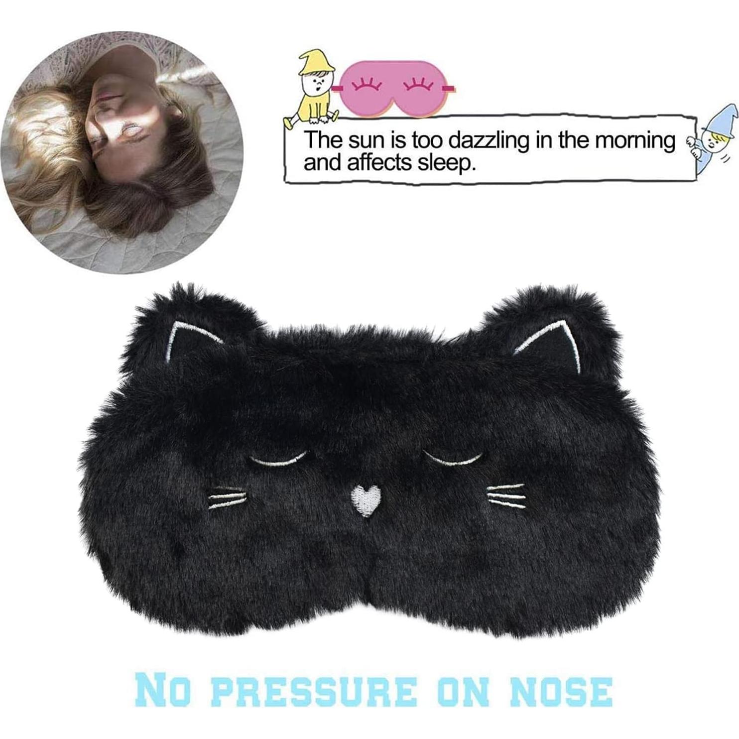 Máscara de Dormir Ulbemoll Gato Negro Suave 20x8 cm