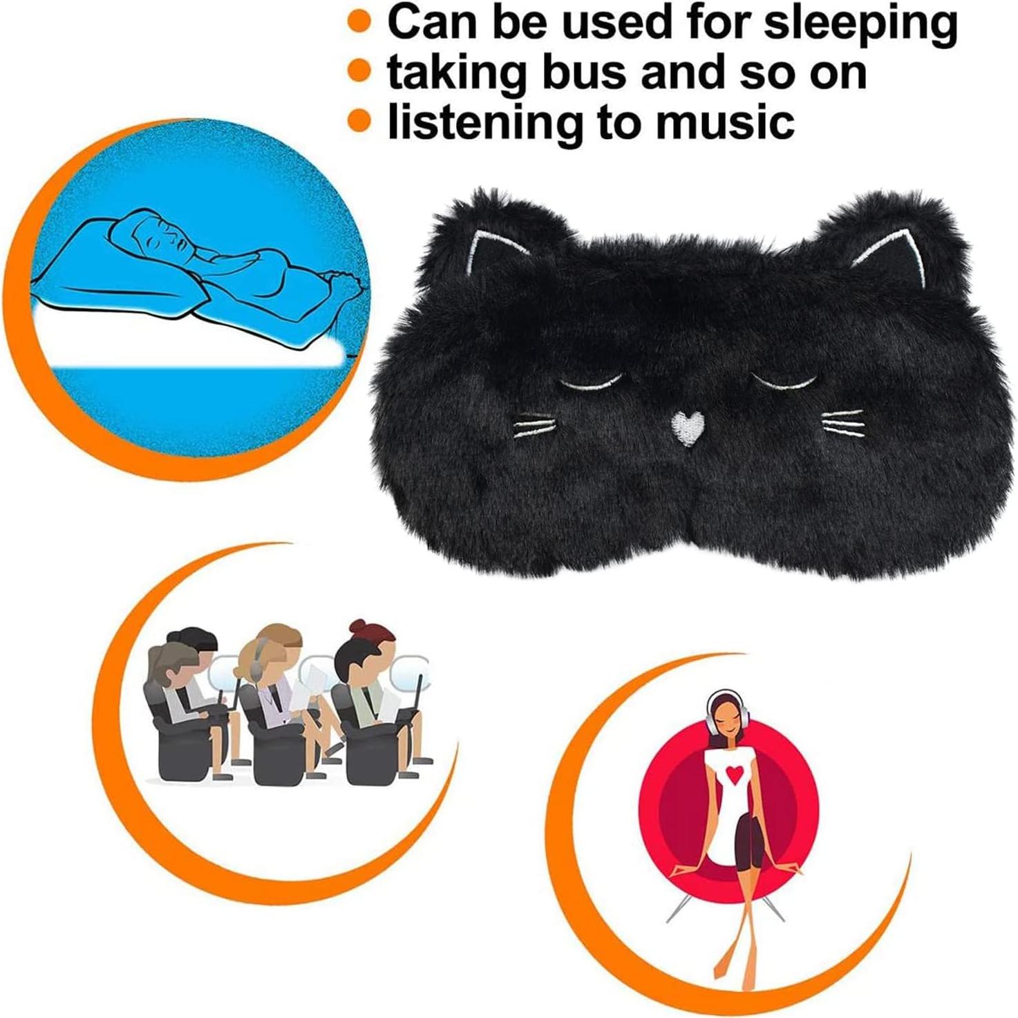 Máscara de Dormir Ulbemoll Gato Negro Suave 20x8 cm