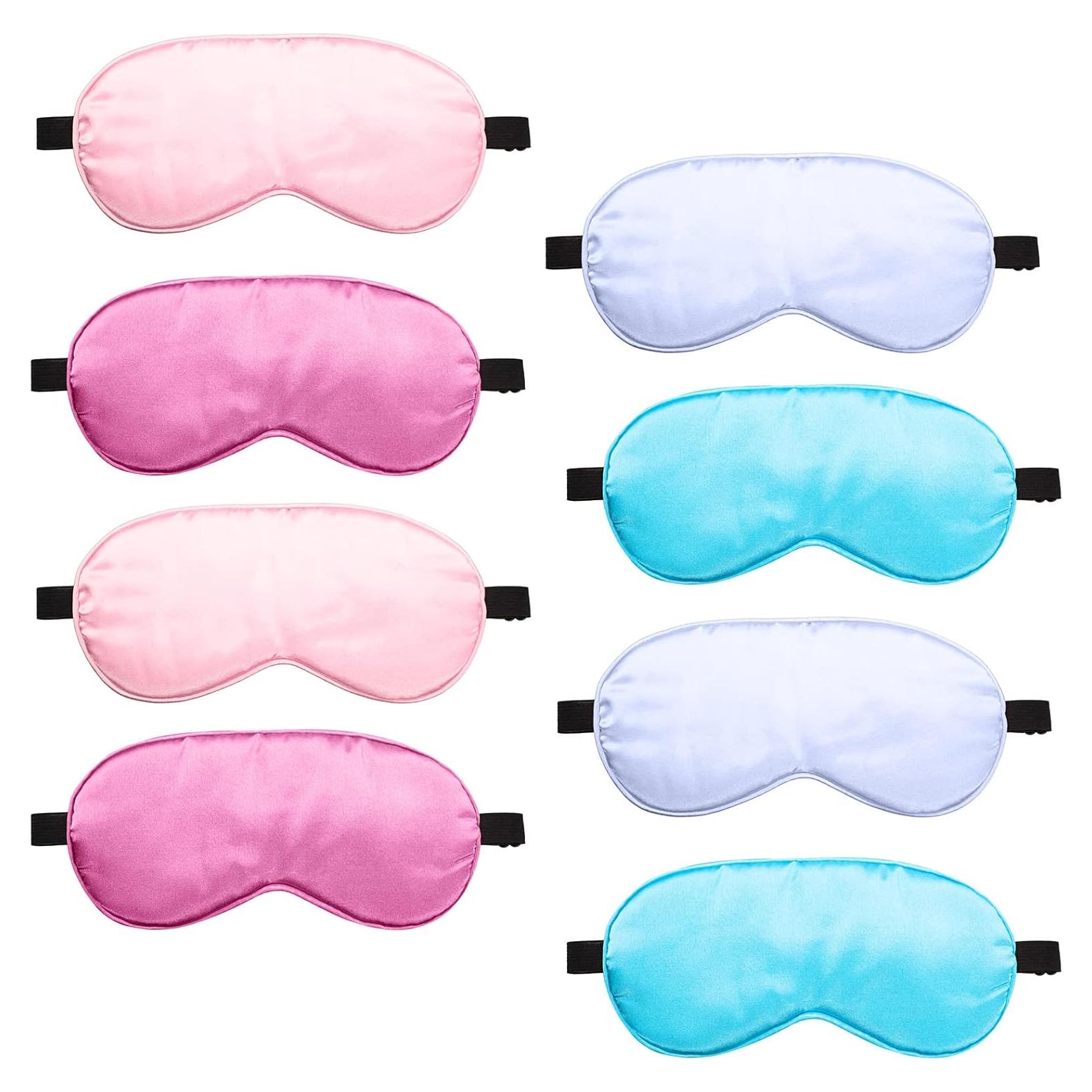 BBTO 8 Pcs Máscaras de Sueño de Seda Ajustables para Dormir