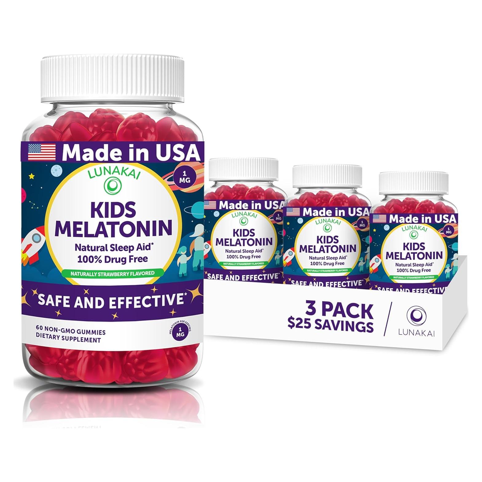 Gominolas de Melatonina para Niños Lunakai 1mg - Paquete de 3