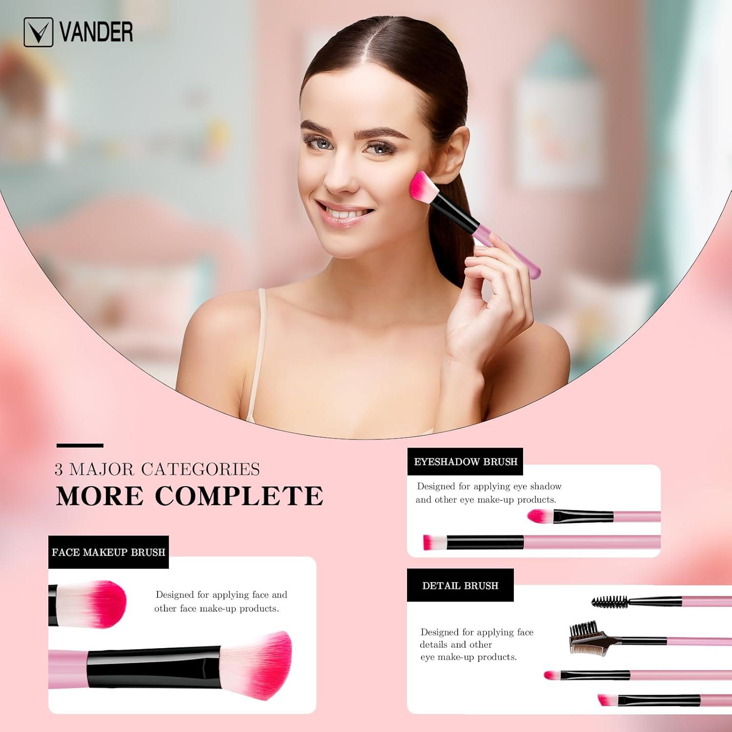 Set de Pinceles de Maquillaje VANDER 32 Piezas Rosa