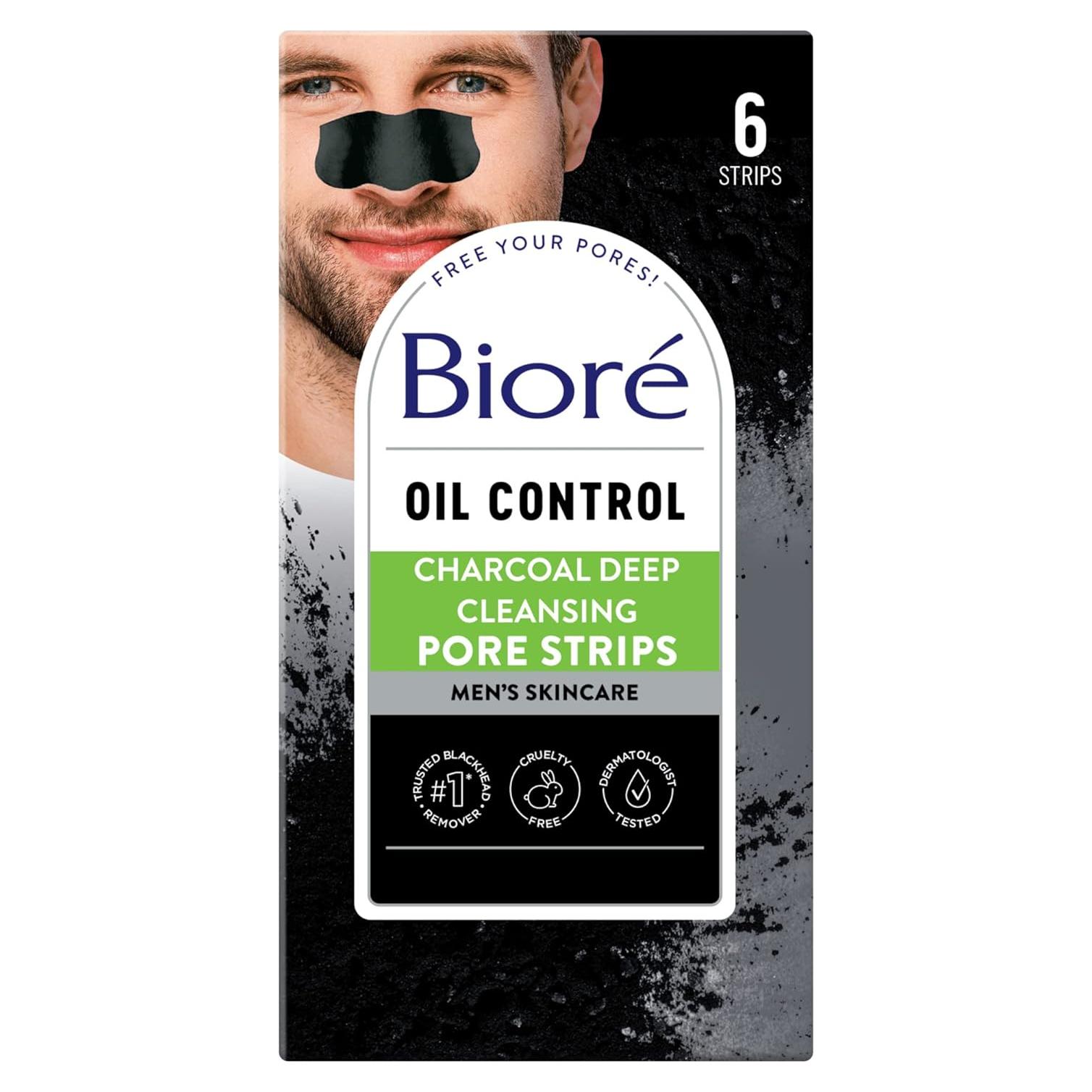 Tiras nasales Biore para hombres - 6 unidades con carbón