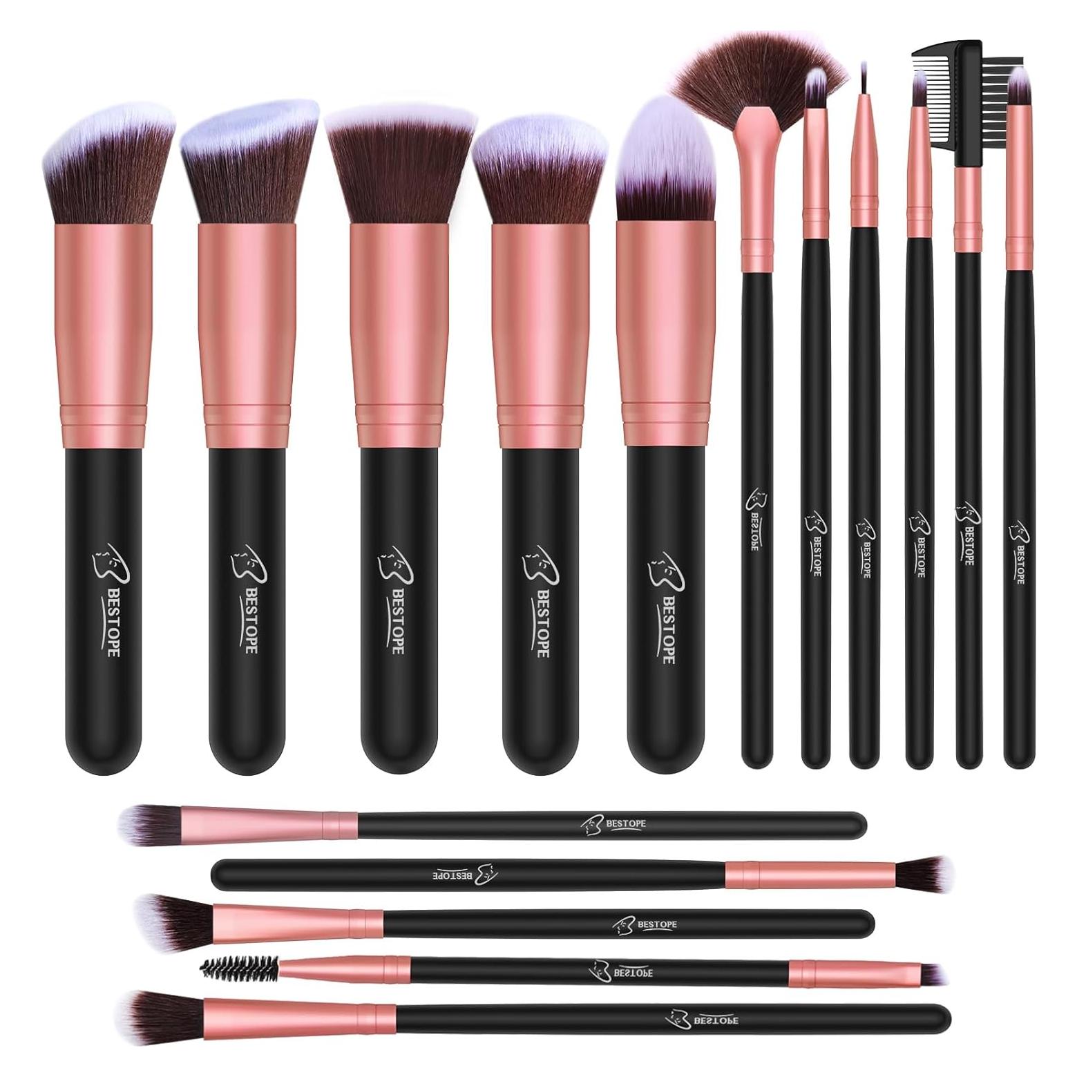 Juego de Brochas de Maquillaje BESTOPE PRO 16 Piezas Sintéticas