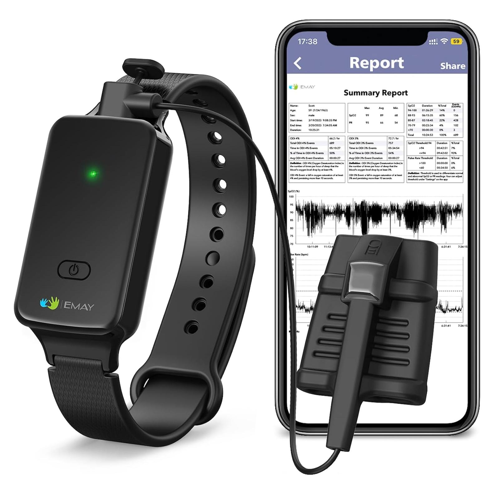 Oxímetro de Pulso EMAY SleepO2 para Muñeca - Registro Continuo