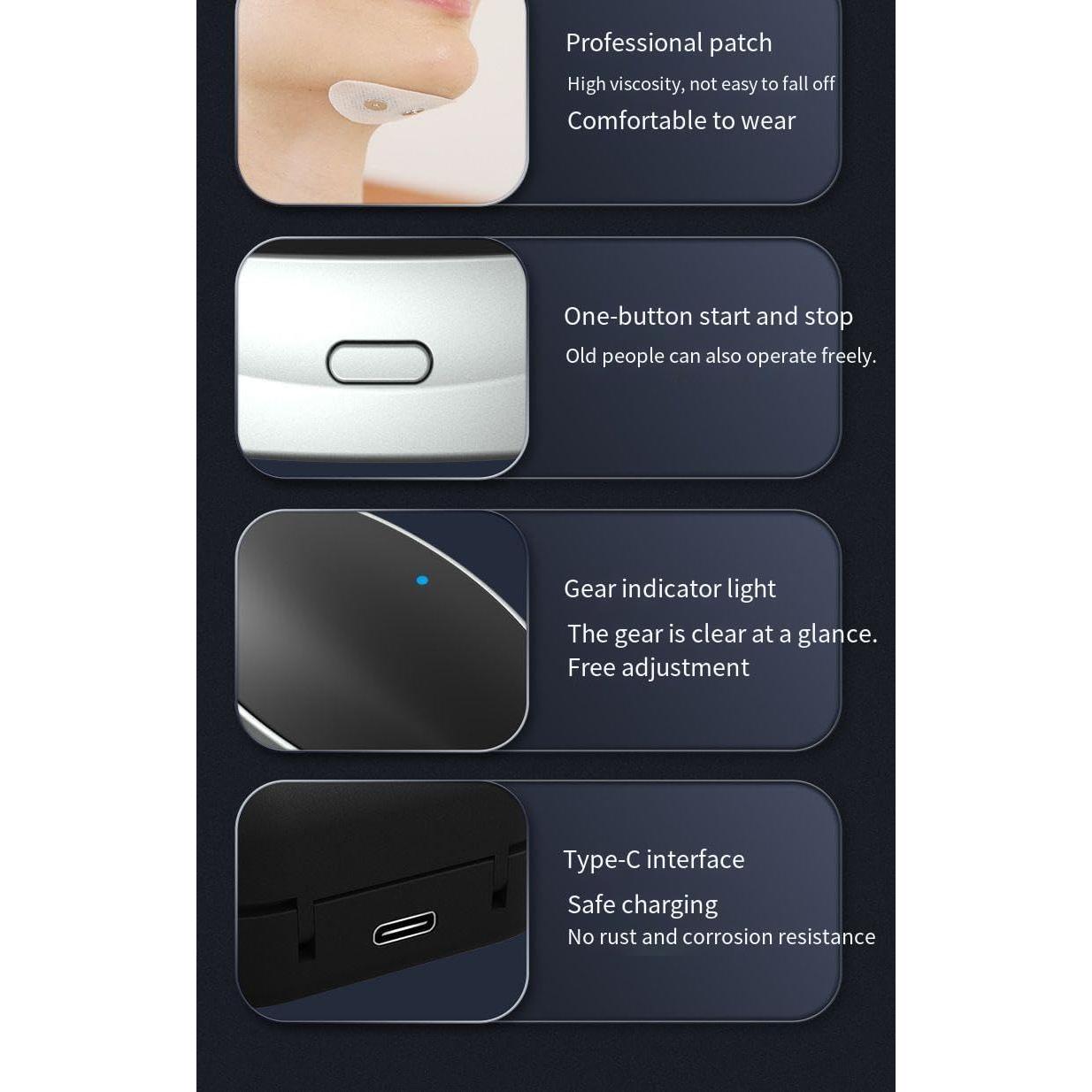 Compact Wireless Charging Case, Black，Electric Sleep Apnea Device, Good Sleep,Type C Rechargeable, Portable, Throat Pulse Stop Snoring Device,Electric Snoring Corrector