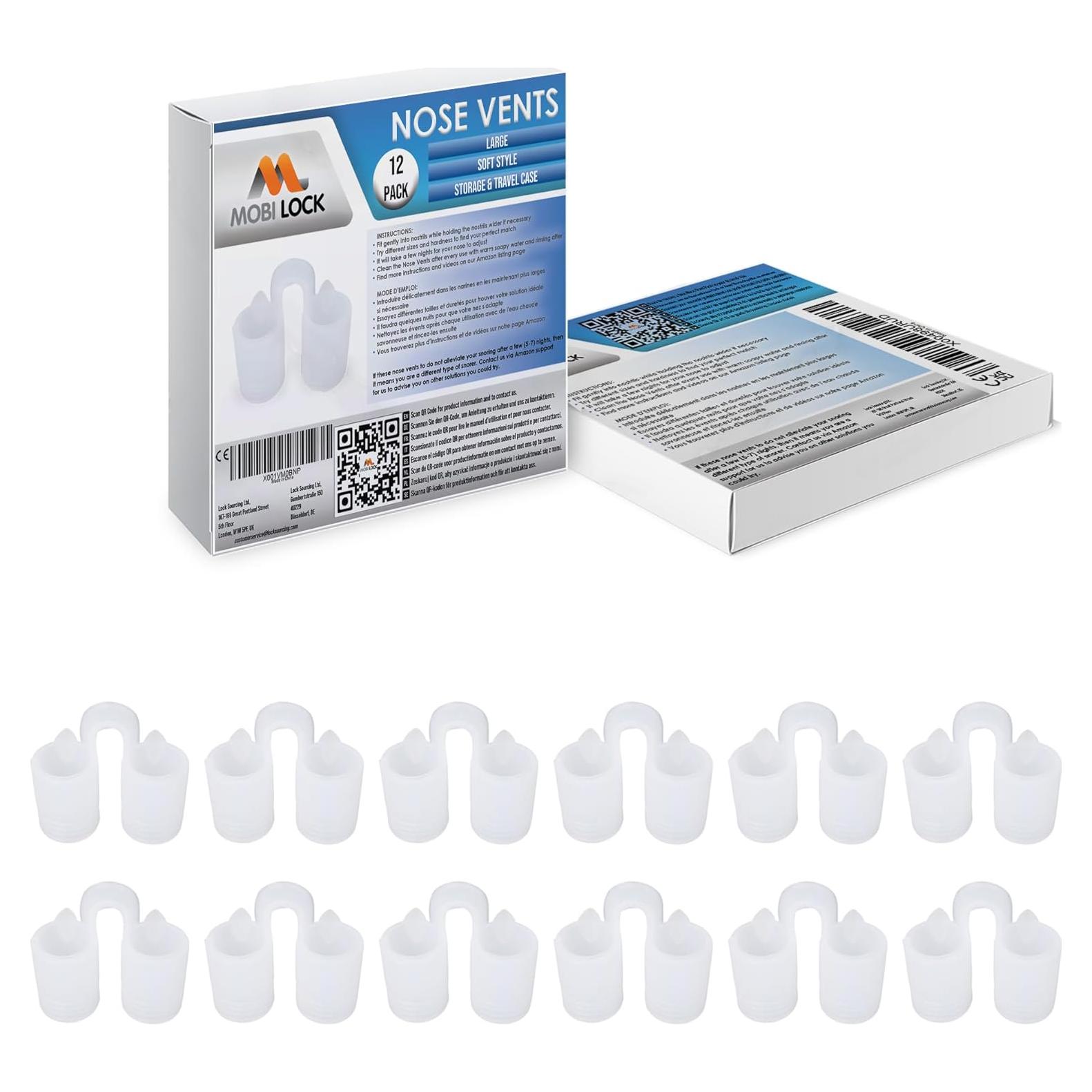 Dilator Nasal Mobi Lock - Paquete de 12 Grande - Silicona Suave