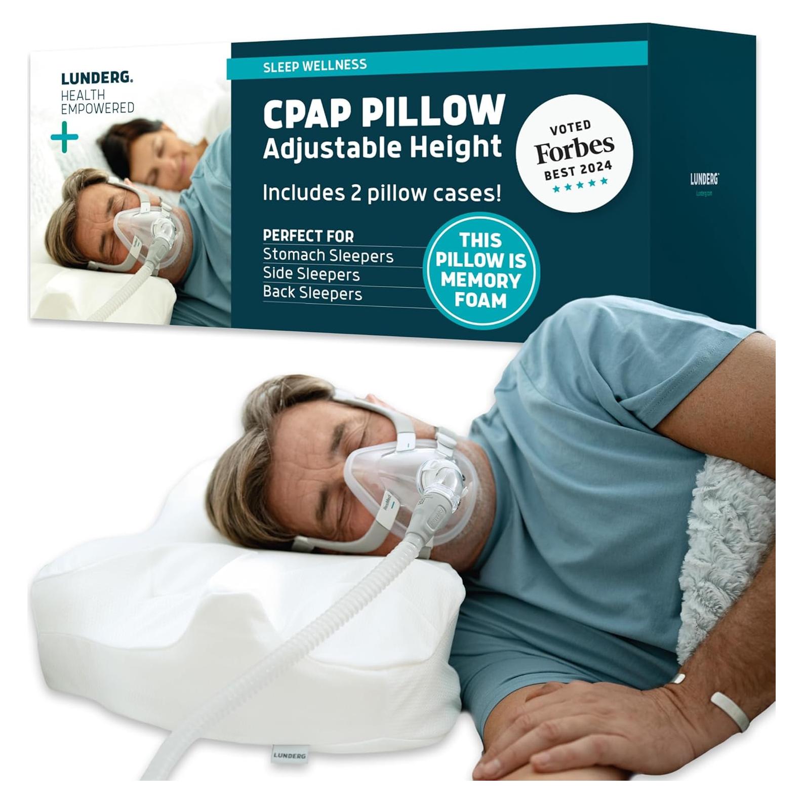 Almohada CPAP Lunderg Ajustable con 2 Fundas - Espuma Viscoelástica