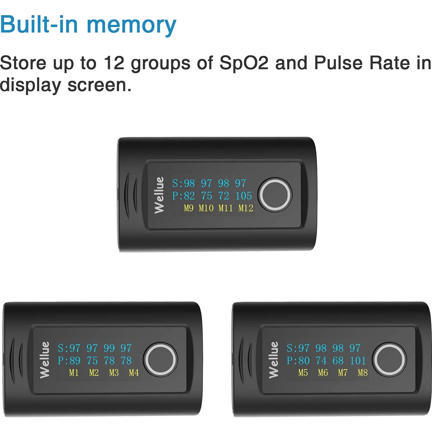 Oxímetro de Pulso Wellue Oxi 16 con Accesorios y Baterías