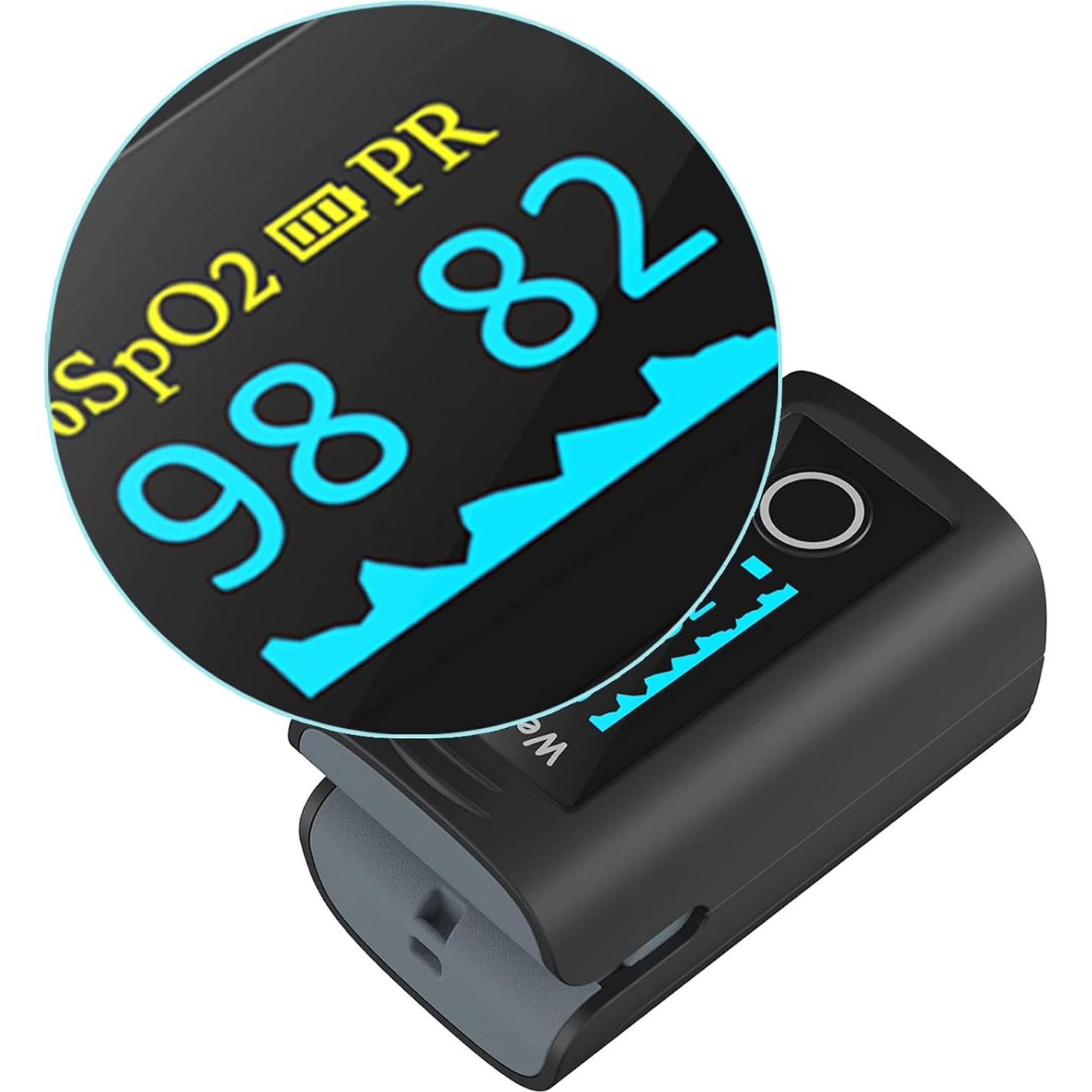 Oxímetro de Pulso Wellue Oxi 16 con Accesorios y Baterías