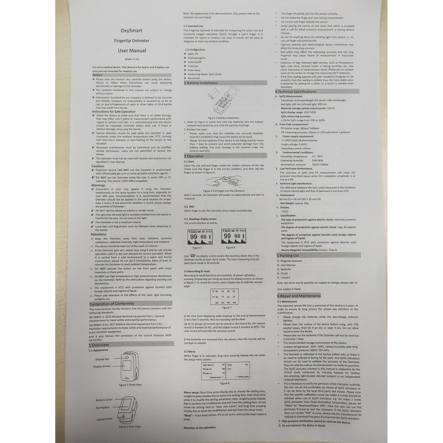 Oxímetro de Pulso Wellue Oxi 16 con Accesorios y Baterías