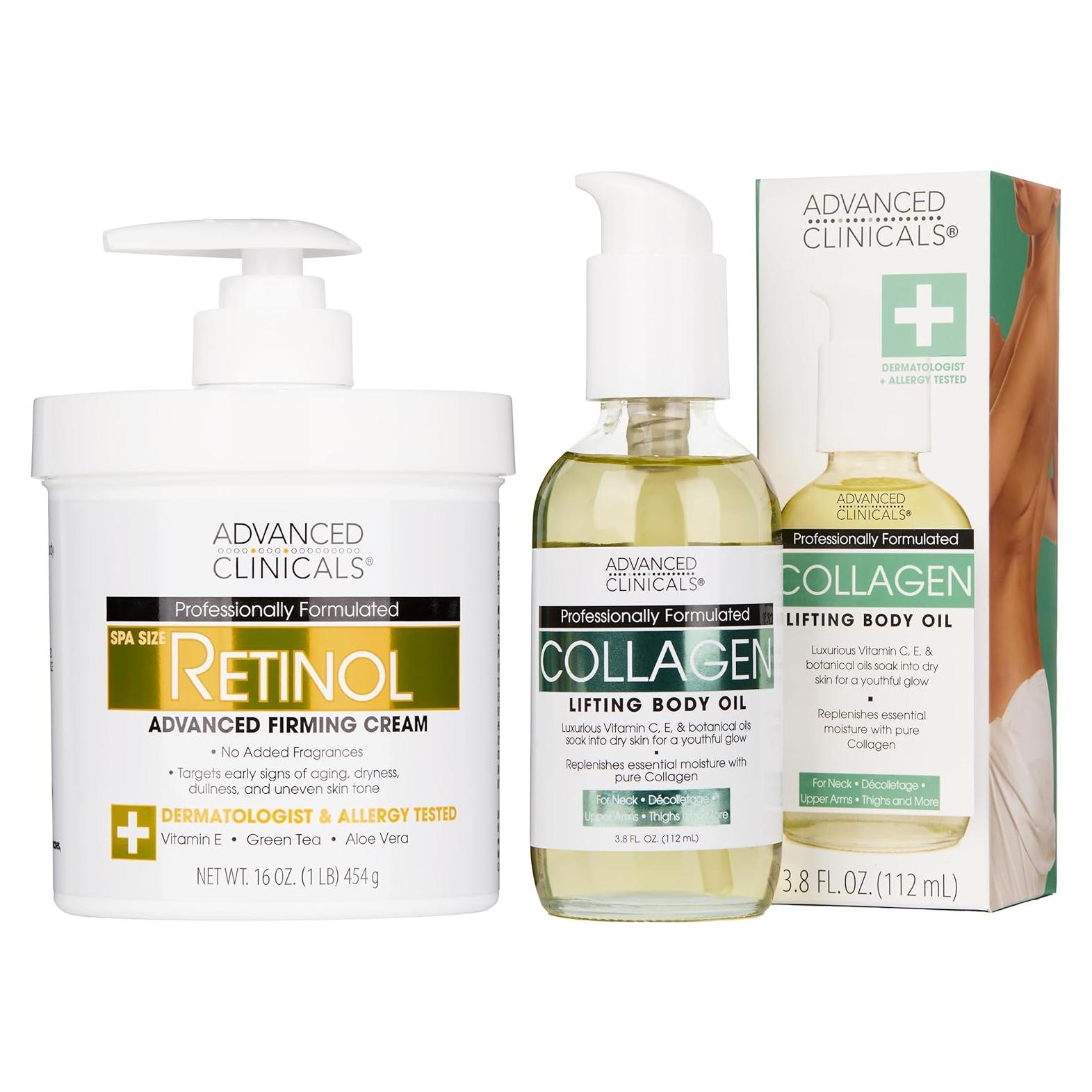 Crema de Retinol + Aceite de Colágeno Advanced Clinicals 2p