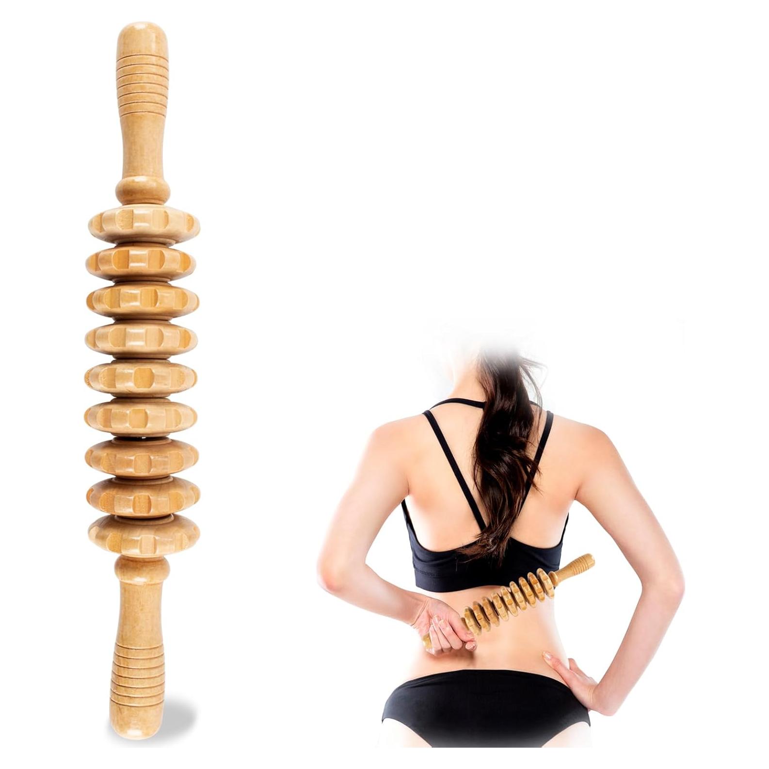 Rodillo de Masaje de Madera KintKita 9 Rodillos Anticelulitis