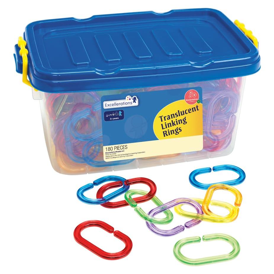 Anillos de Enlace Translúcidos Discount School Supply - 180 Piezas