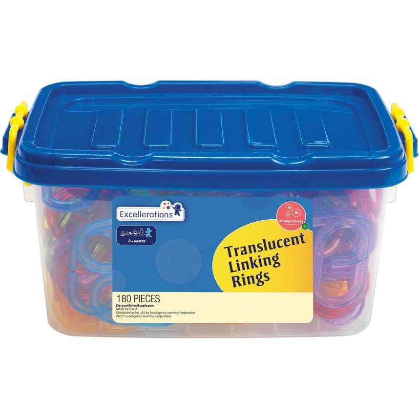 Anillos de Enlace Translúcidos Discount School Supply - 180 Piezas