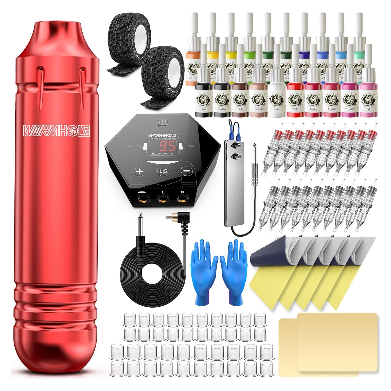 Kit de Tatuaje Wormhole con 20 Tintas y Fuente de Poder