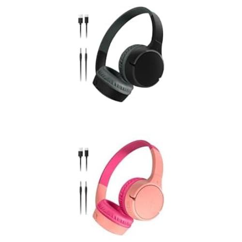 Auriculares Inalámbricos Belkin SoundForm Mini Niños - Negro/Rosa, 30h Batería