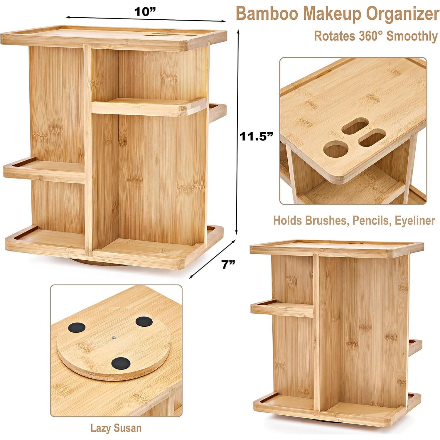Organizador de Maquillaje Sorbus 360° Bambú Carrousel