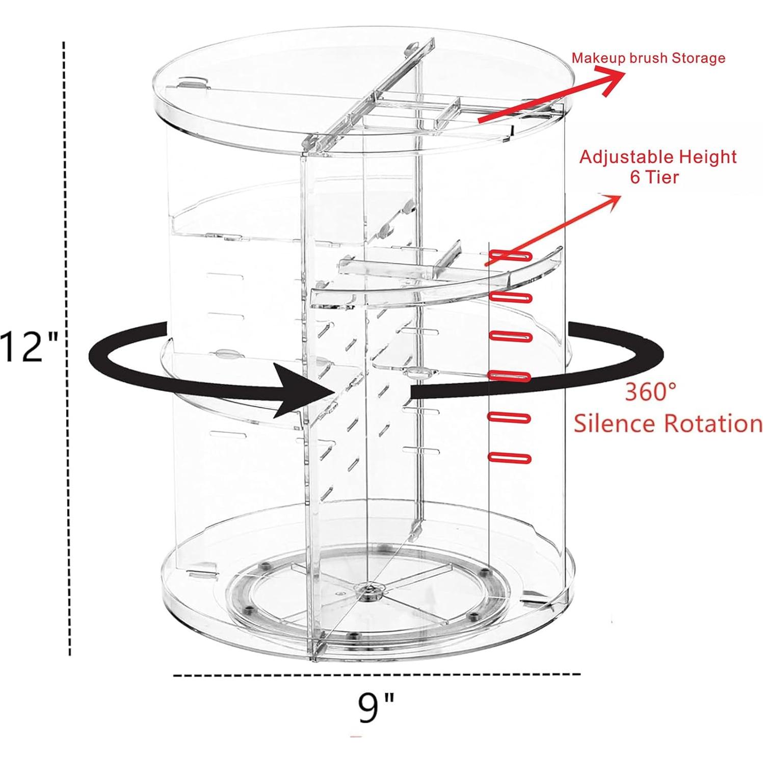 Organizador de Maquillaje Rotatorio 360 Cq Acrílico Transparente