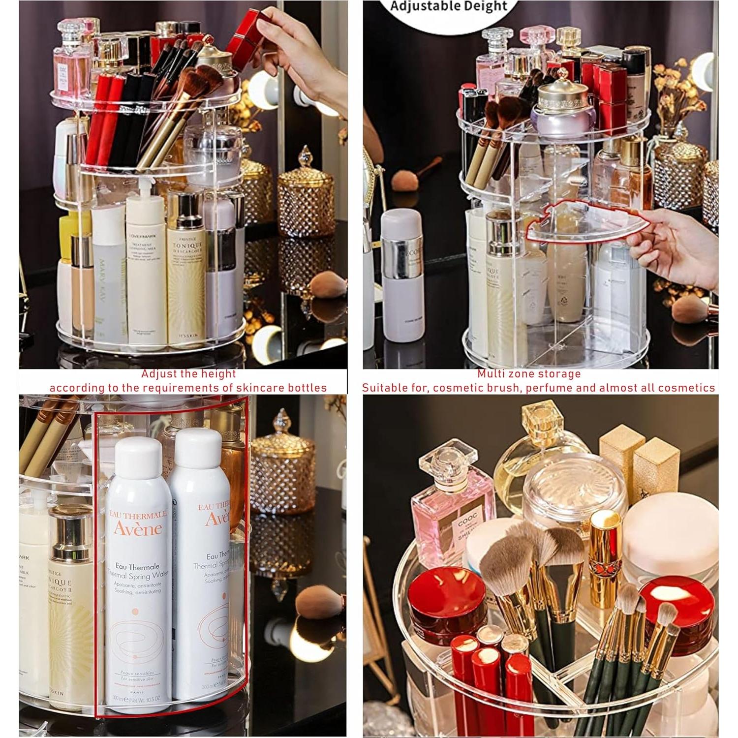 Organizador de Maquillaje Rotatorio 360 Cq Acrílico Transparente