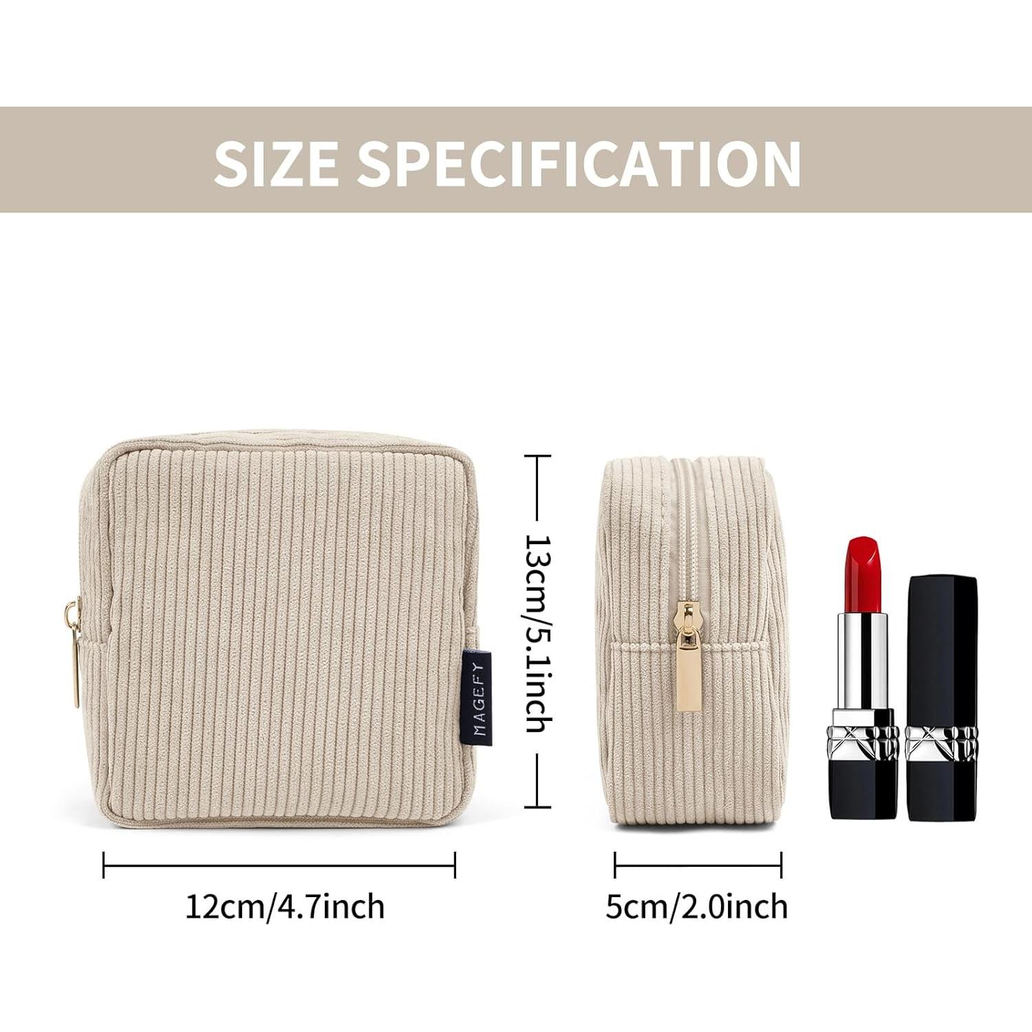 Bolsa de Maquillaje MAGEFY Pequeña de Corduroy con Bolsillos