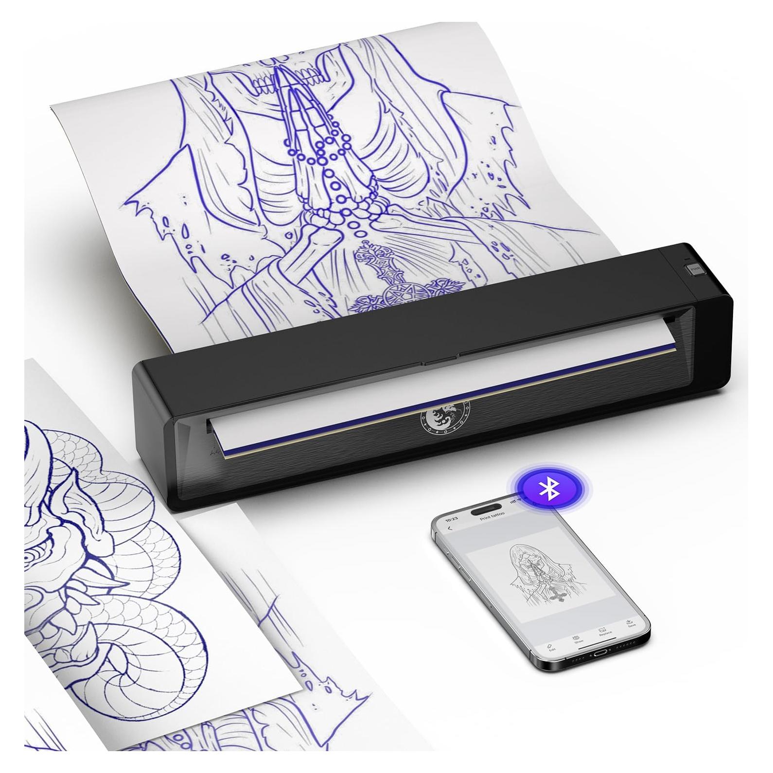 Impresora de Tatuajes Wormhole Inalámbrica Bluetooth A4