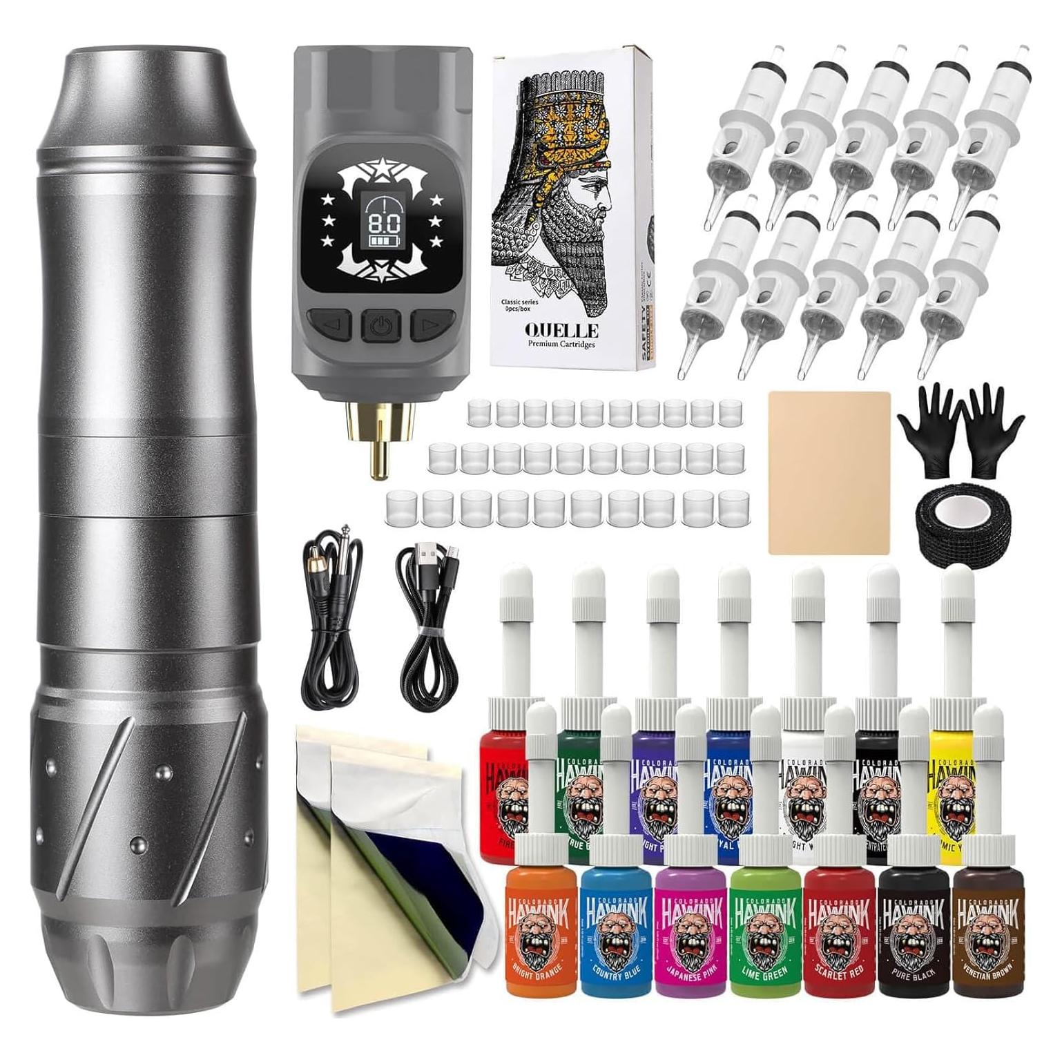 Kit de Tatuaje Hawink Inalámbrico 1600mAh 10 Cartuchos