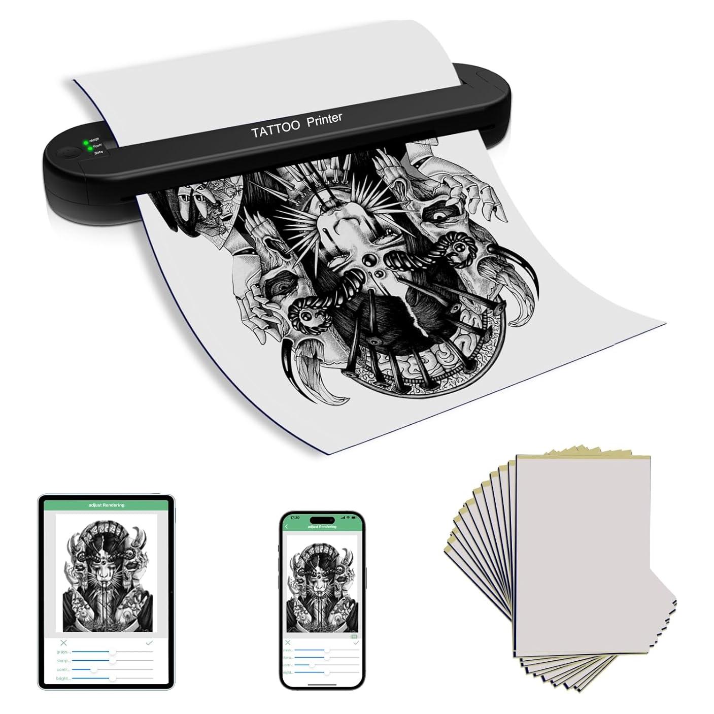 Impresora Tatuajes YILONG ATS886L Bluetooth con 15 Papeles