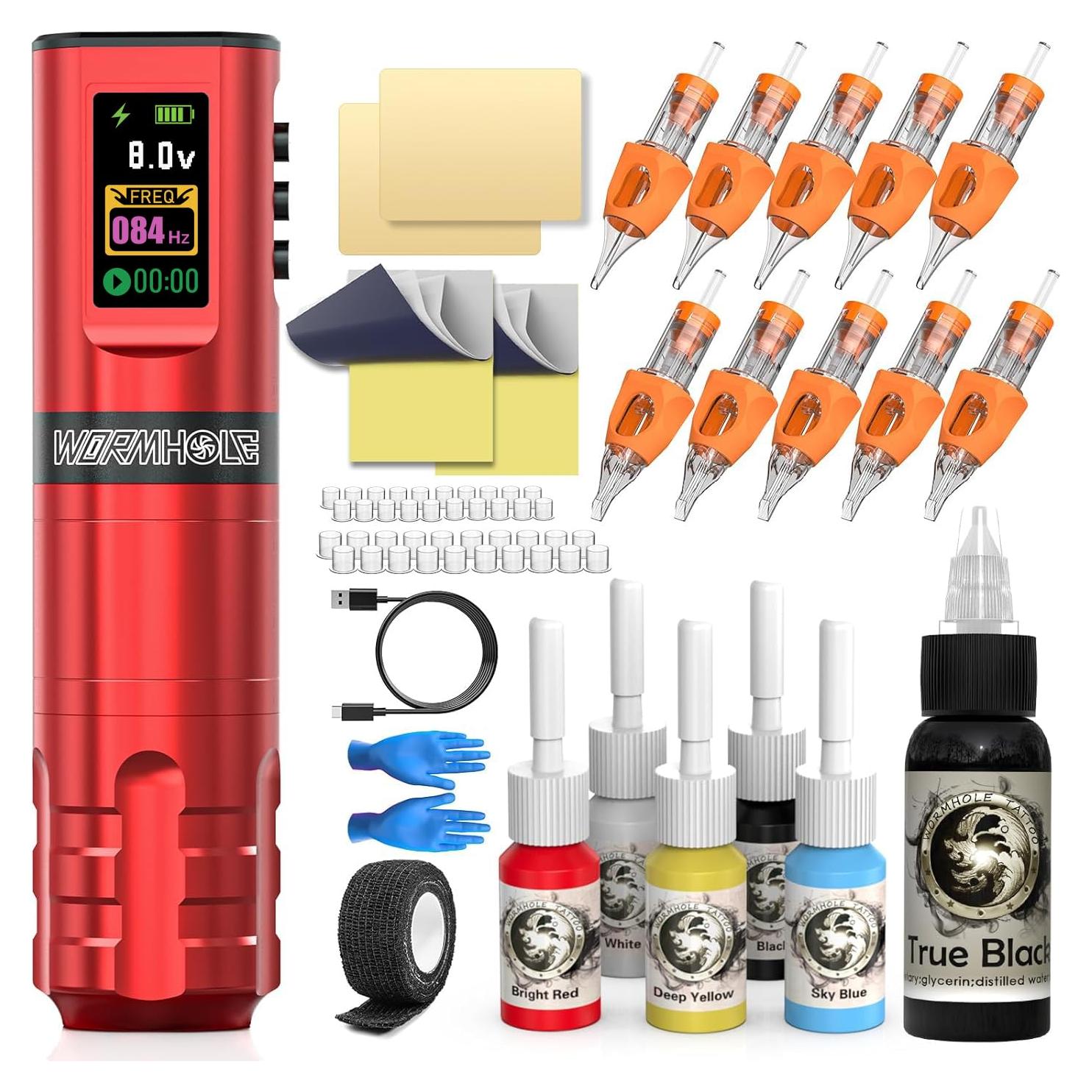 Kit de Tatuaje Inalámbrico Wormhole con Batería 1800mAh