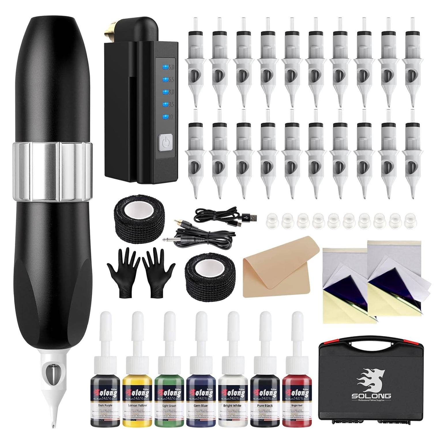 Kit de Tatuaje Inalámbrico Solong 1500mAH con Estuche