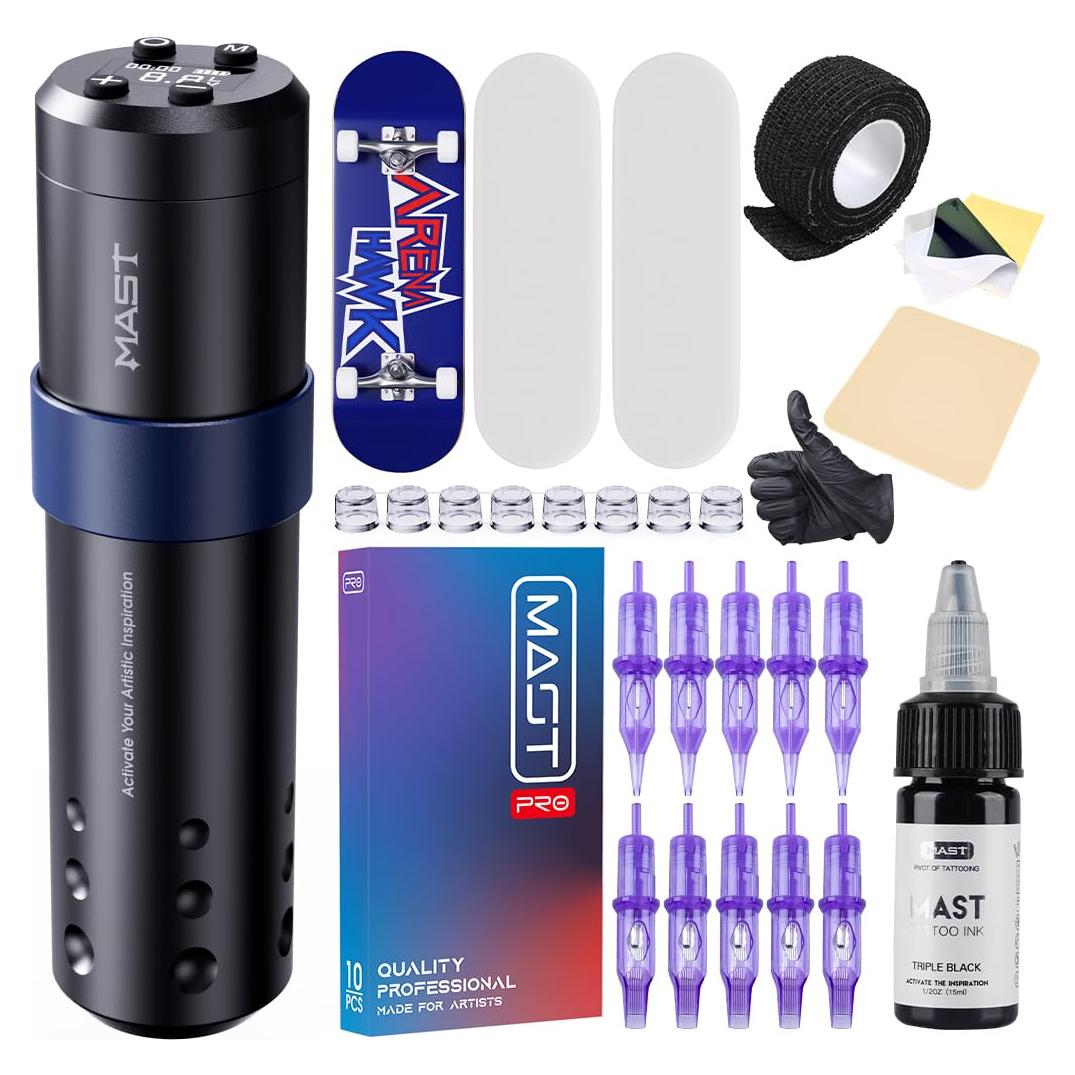 Kit de Tatuaje Mast A3 Inalámbrico con Piel Práctica