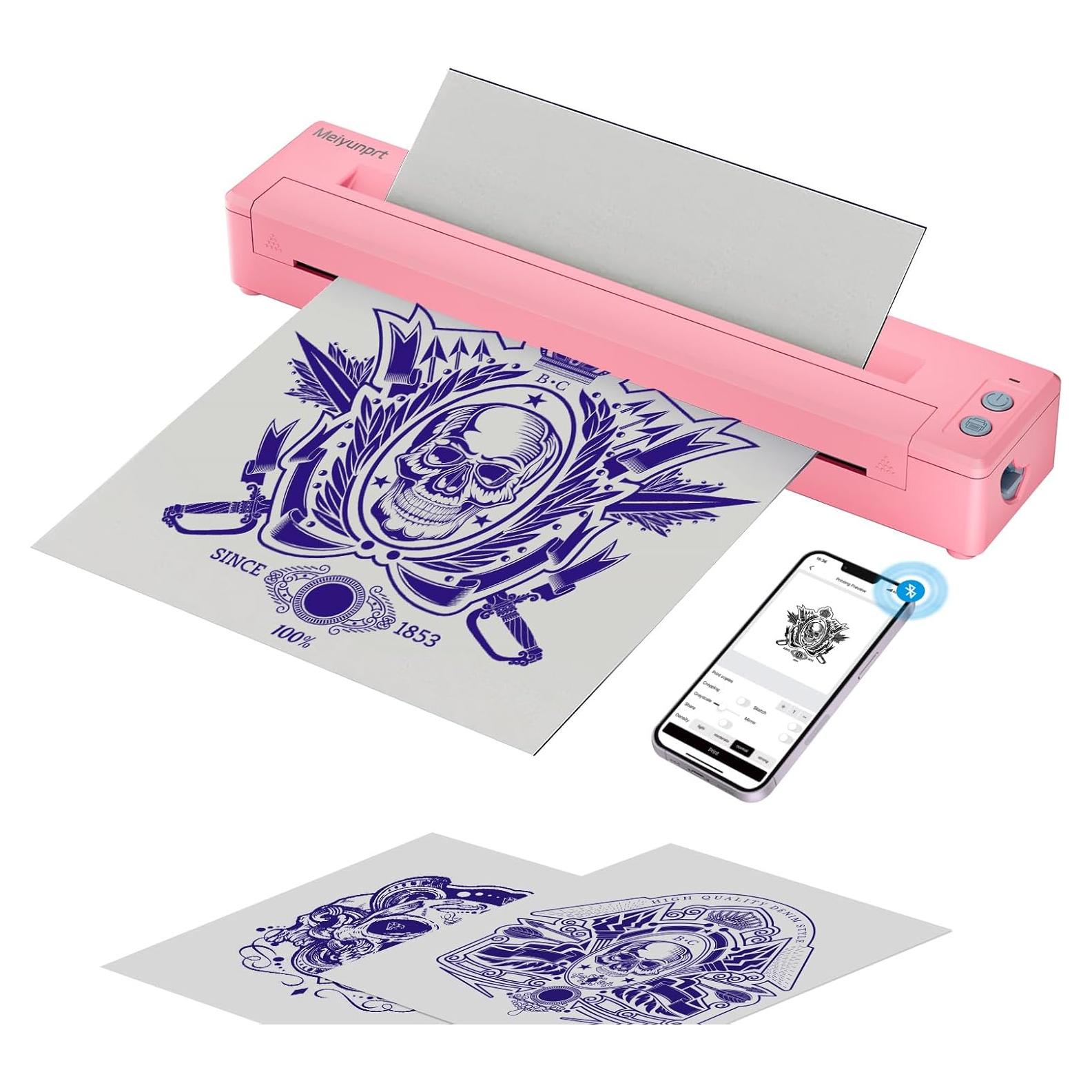 Impresora de Tatuajes Inalámbrica Meiyunprt Rosa - Portátil