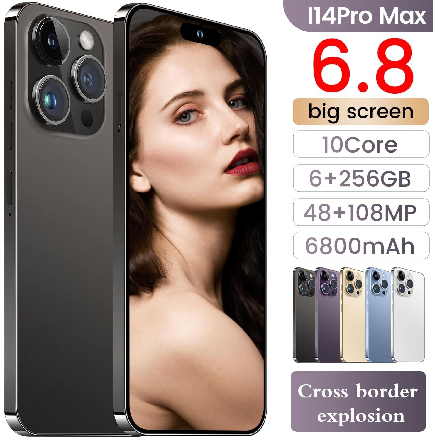 I14 Pro Max Smartphone 6.82" HD 256GB Doble SIM Negro