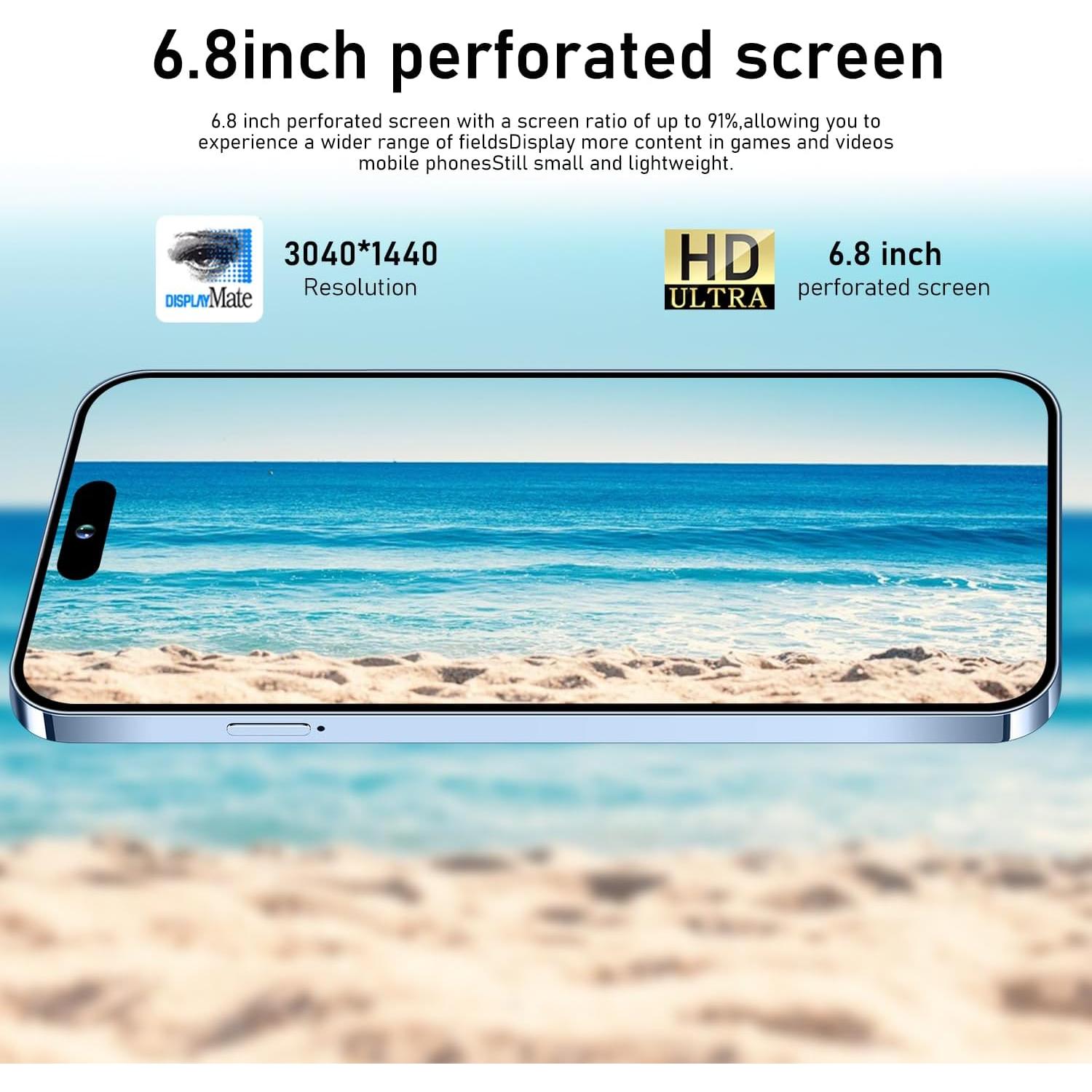 I14 Pro Max Smartphone 6.82" HD 256GB Doble SIM Negro